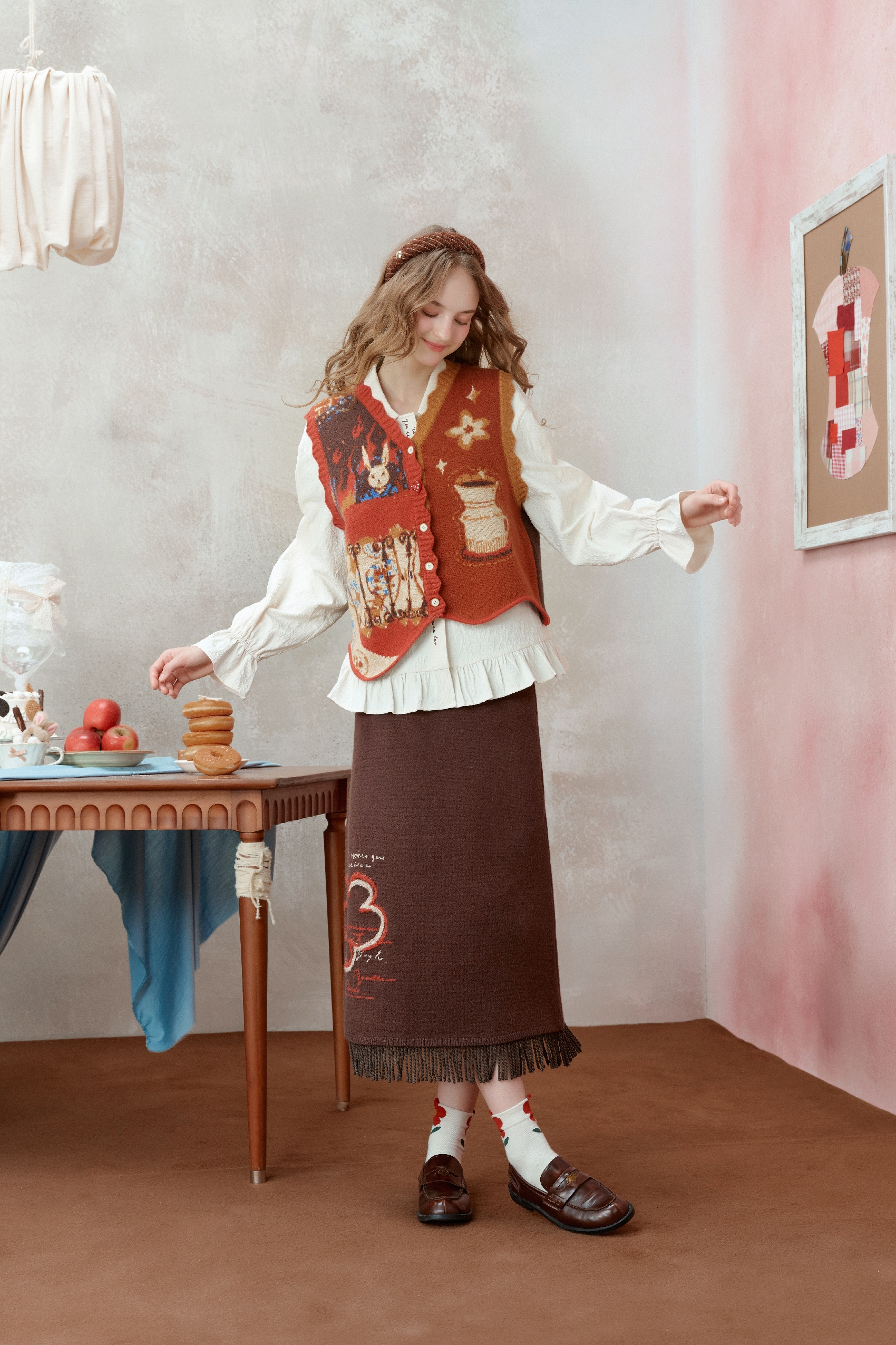 Blue knitted vest cardigan