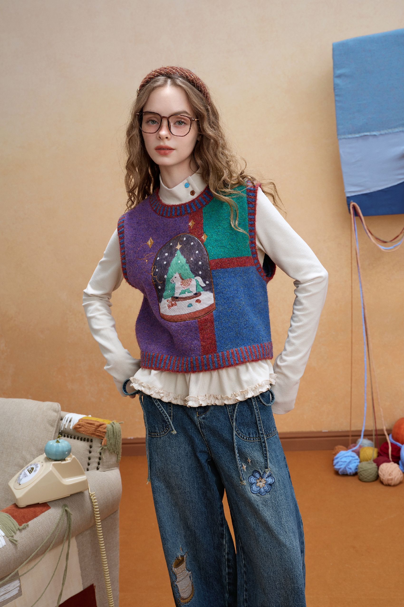 Christmas sleeveless knitted vest