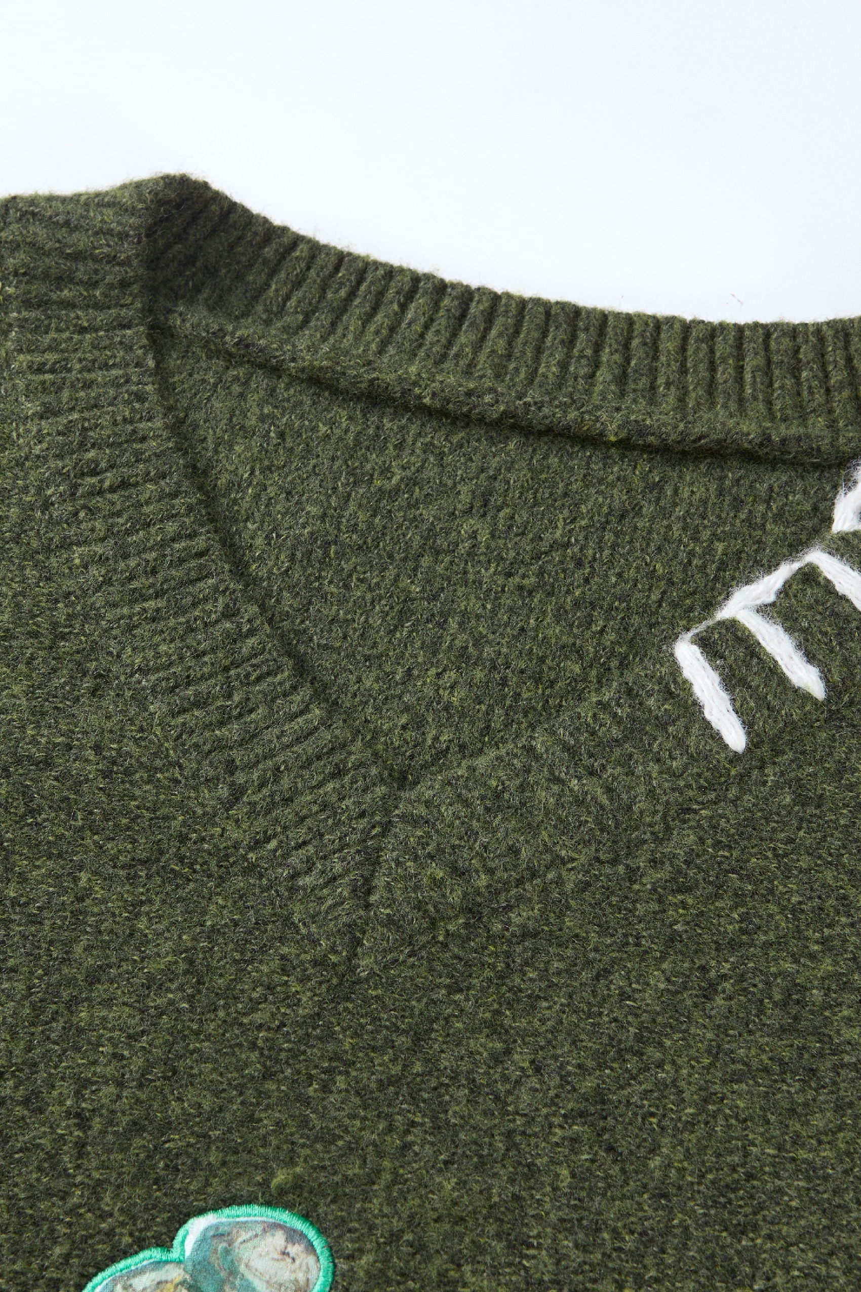 Van Gogh-Inspired V-Neck Knit Sweater