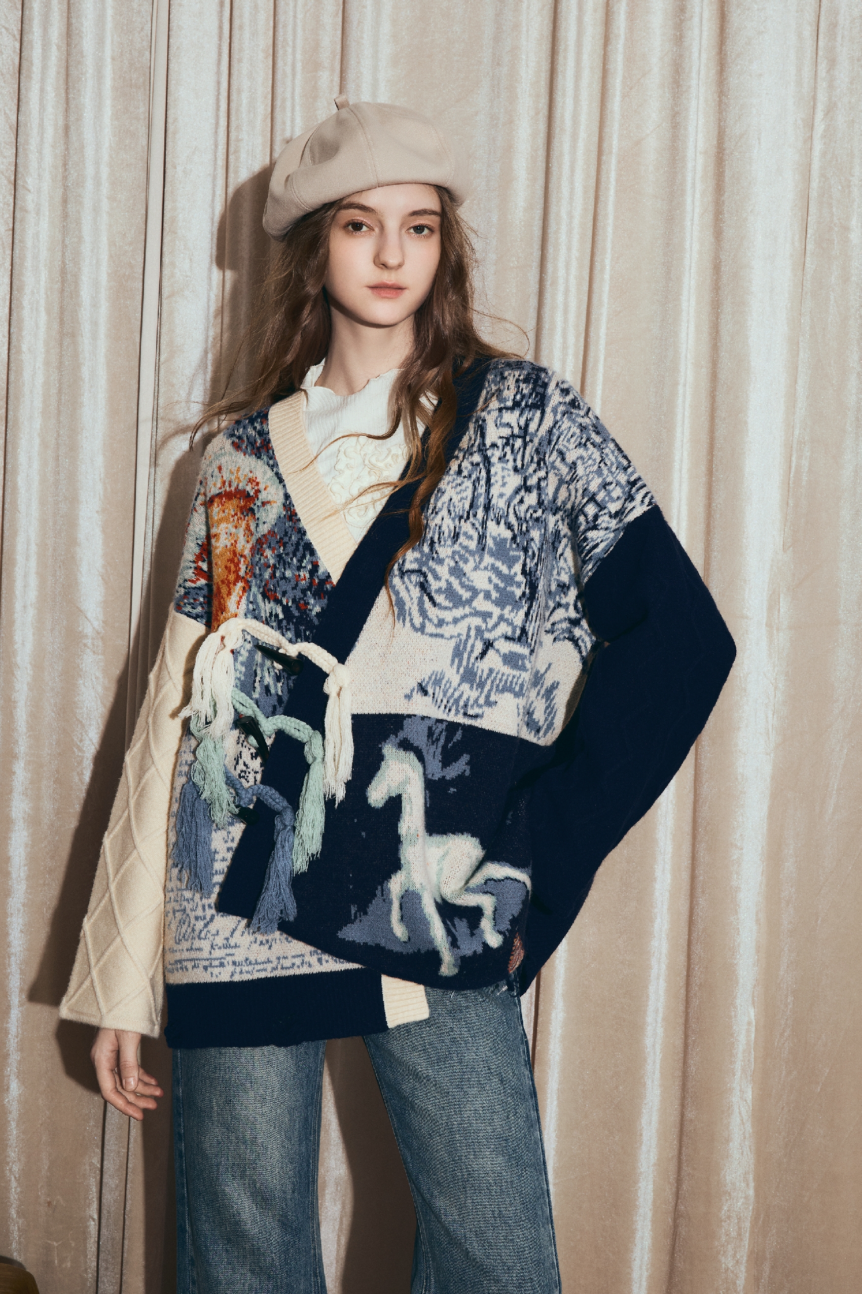 Van Gogh-Inspired Premium Knit Cardigan