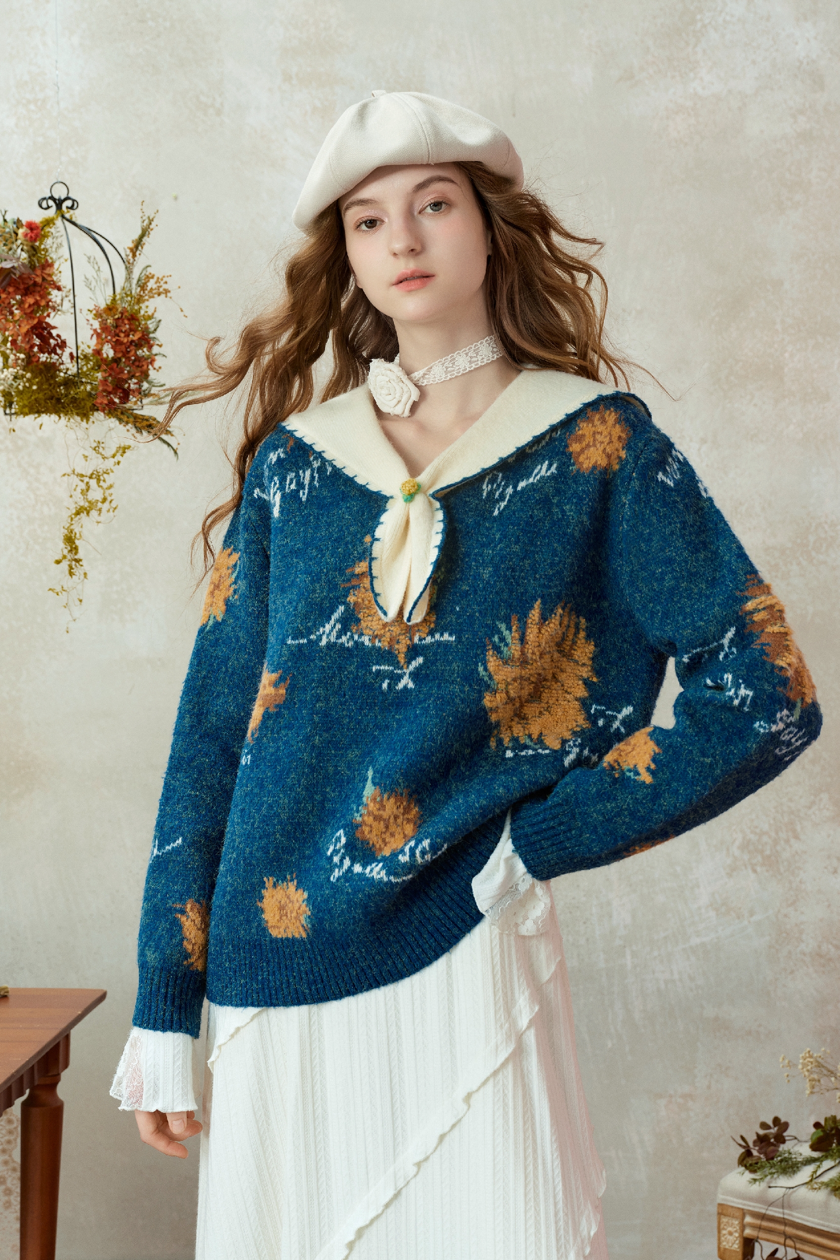 Van Gogh-Inspired Preppy Knit Sweater
