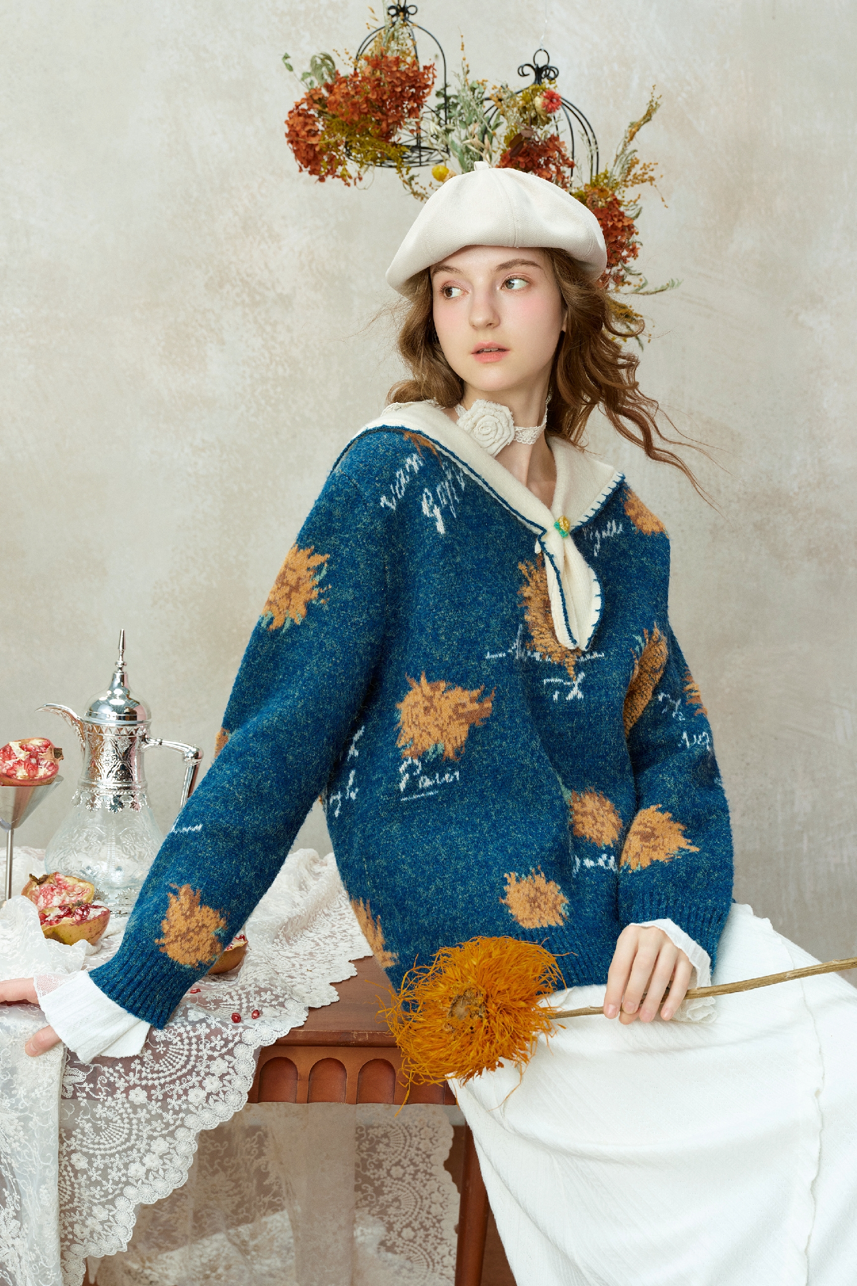 Van Gogh-Inspired Preppy Knit Sweater
