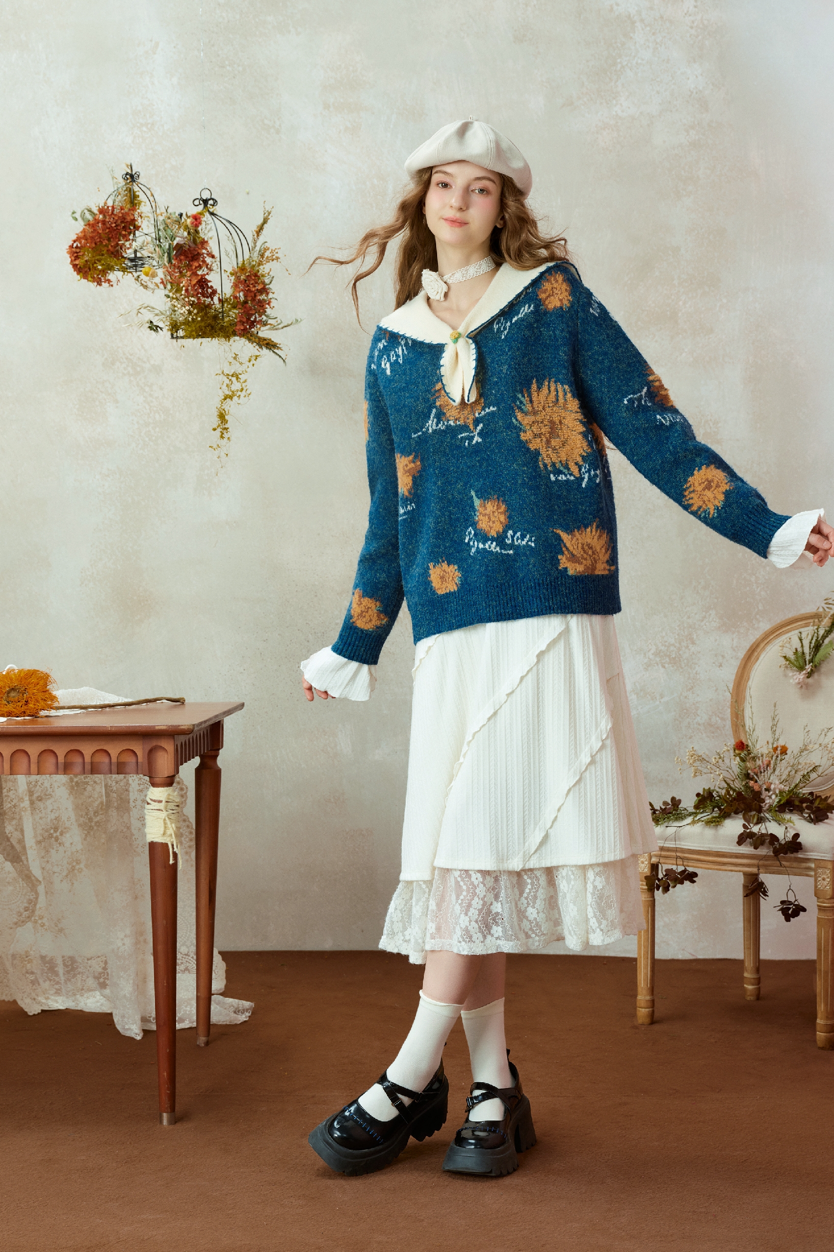 Van Gogh-Inspired Preppy Knit Sweater