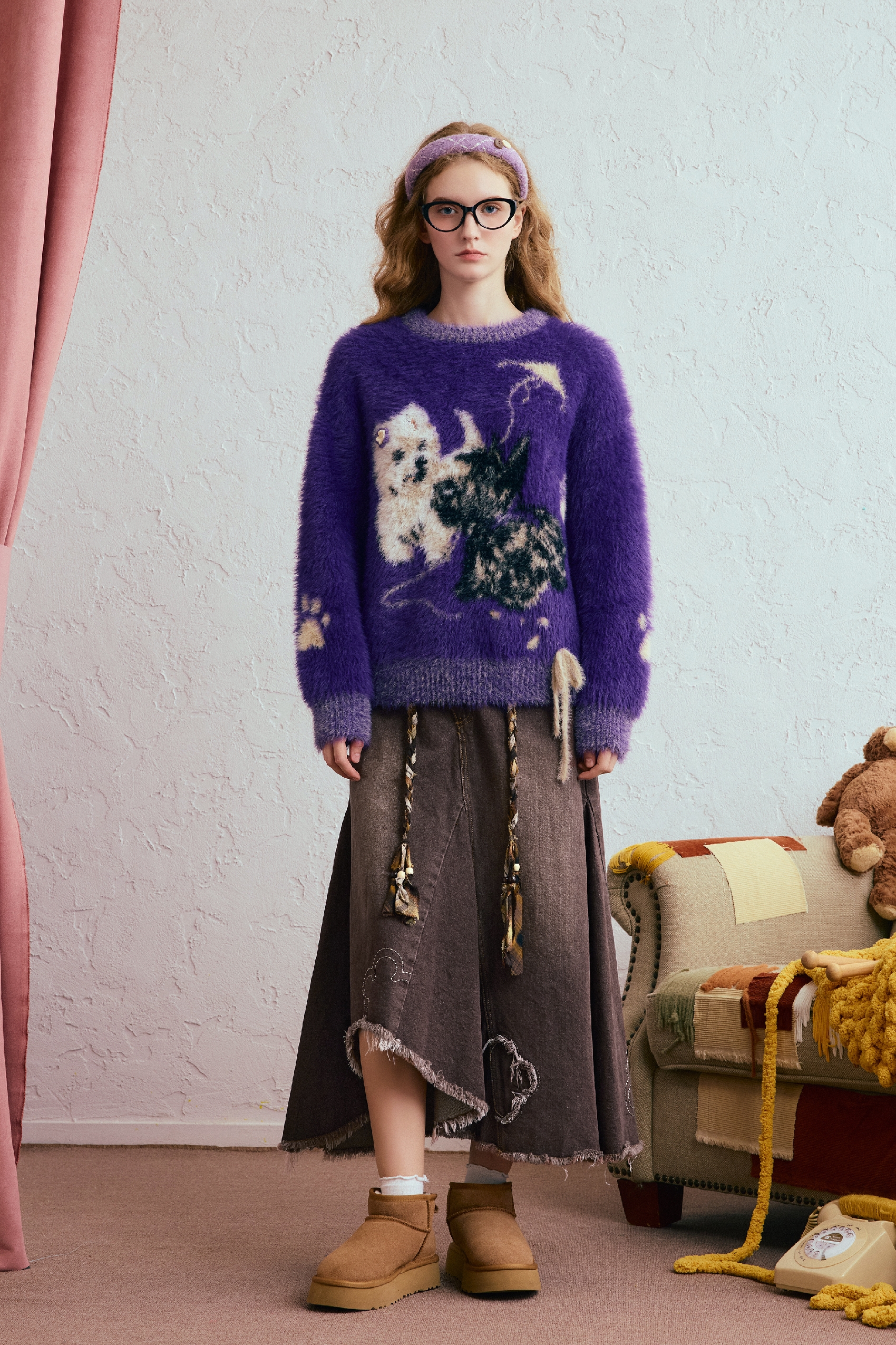 Purple knitted sweater
