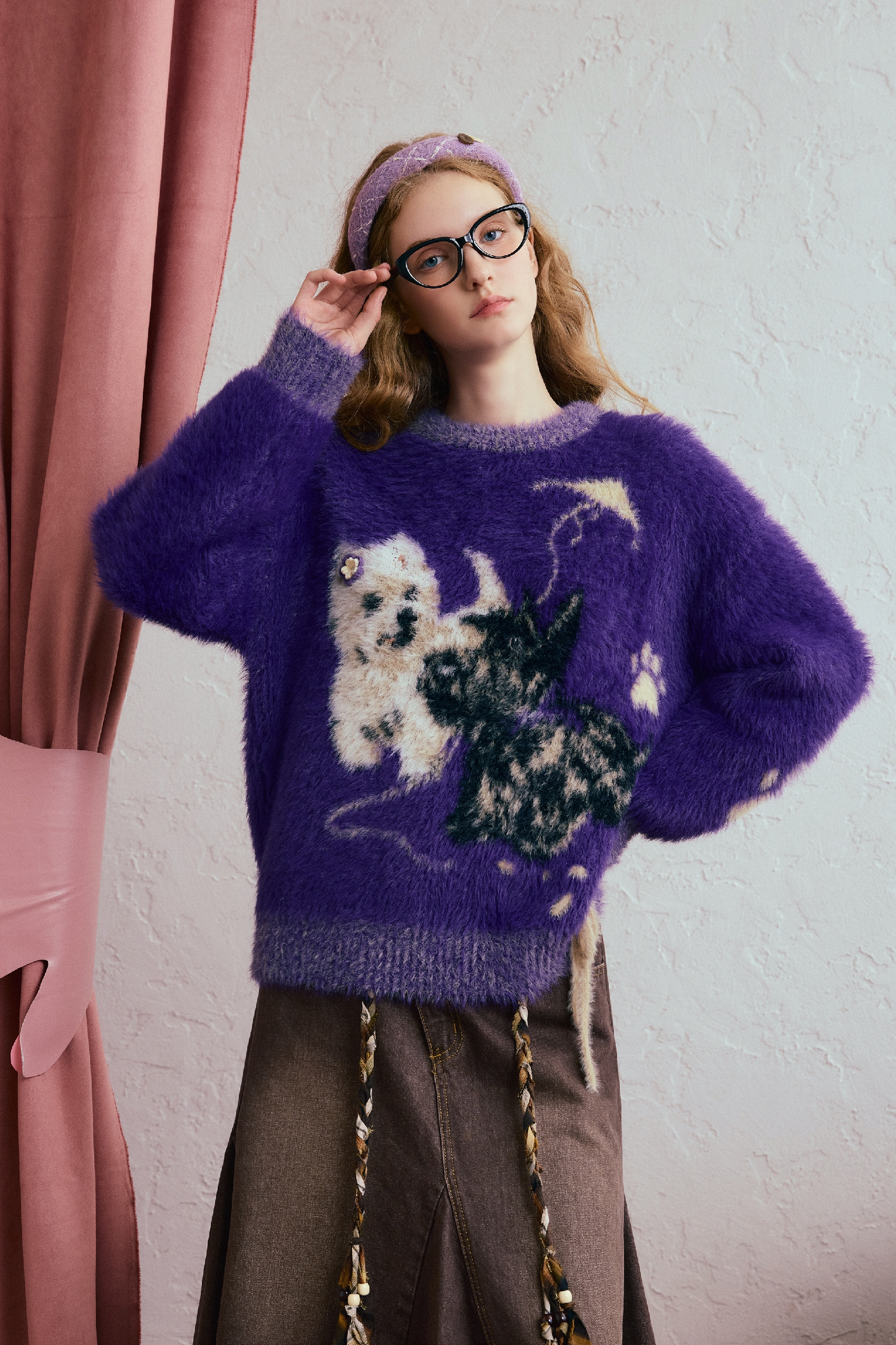 Purple knitted sweater