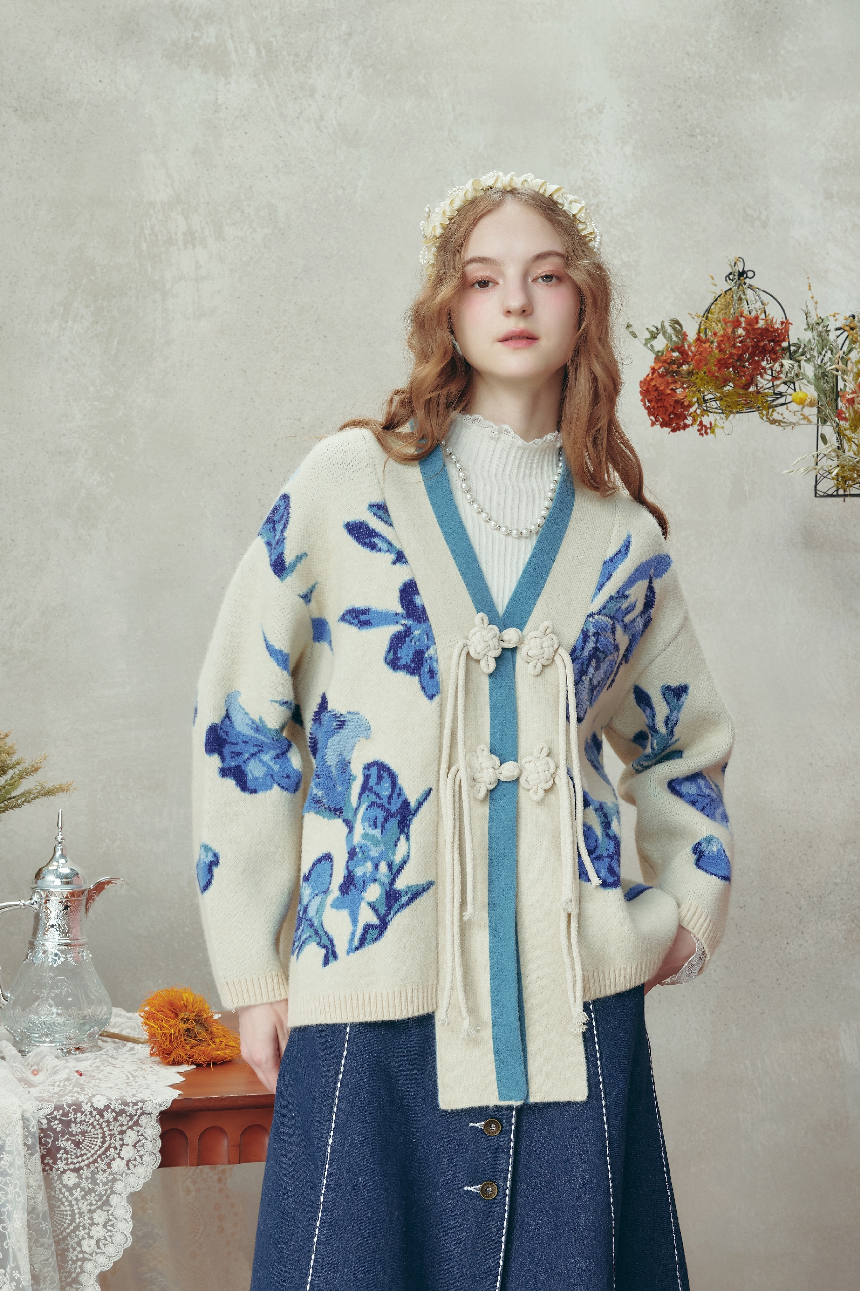 Van Gogh-Inspired Relaxed Knit Cardigan