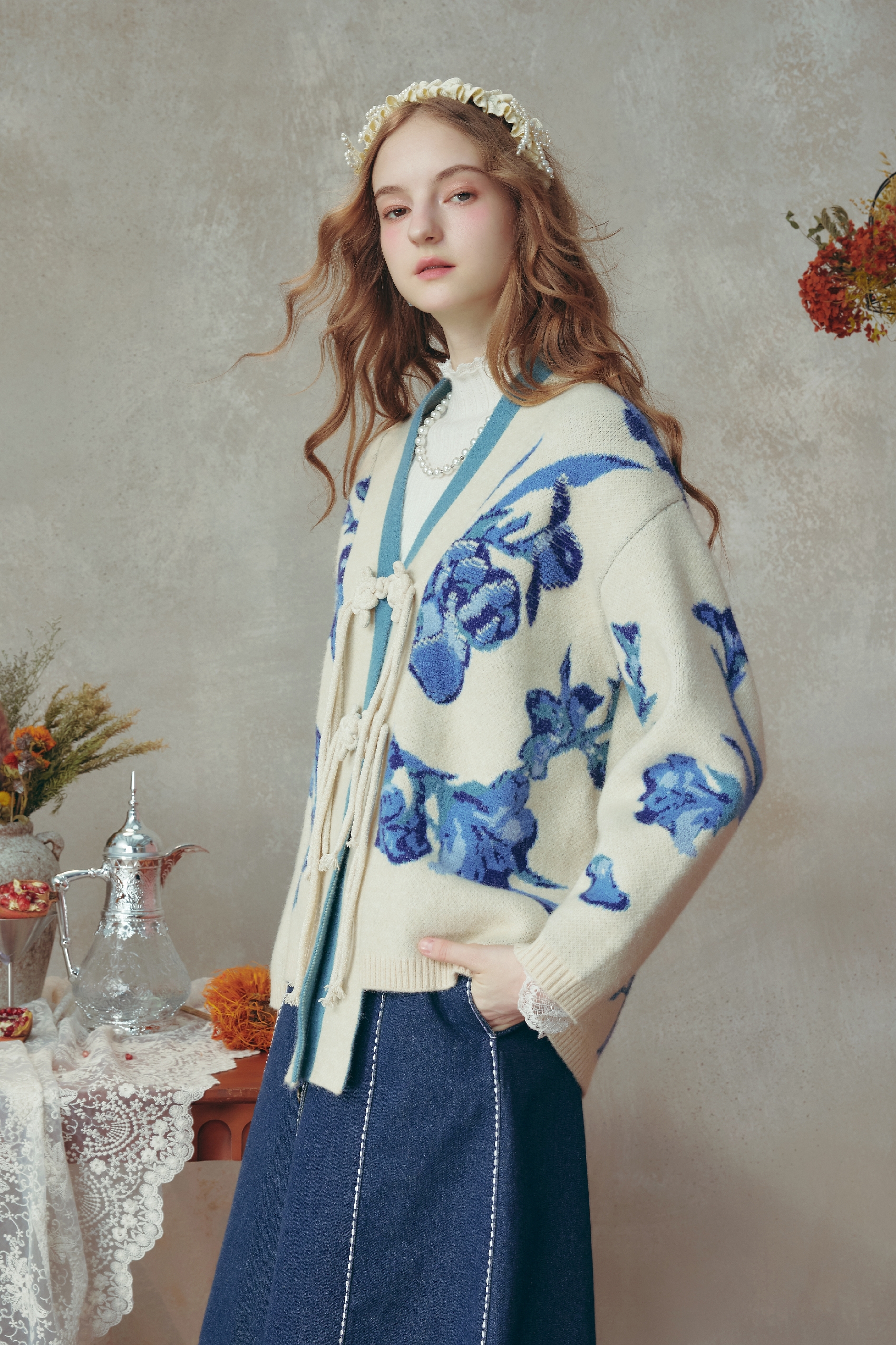 Van Gogh-Inspired Relaxed Knit Cardigan