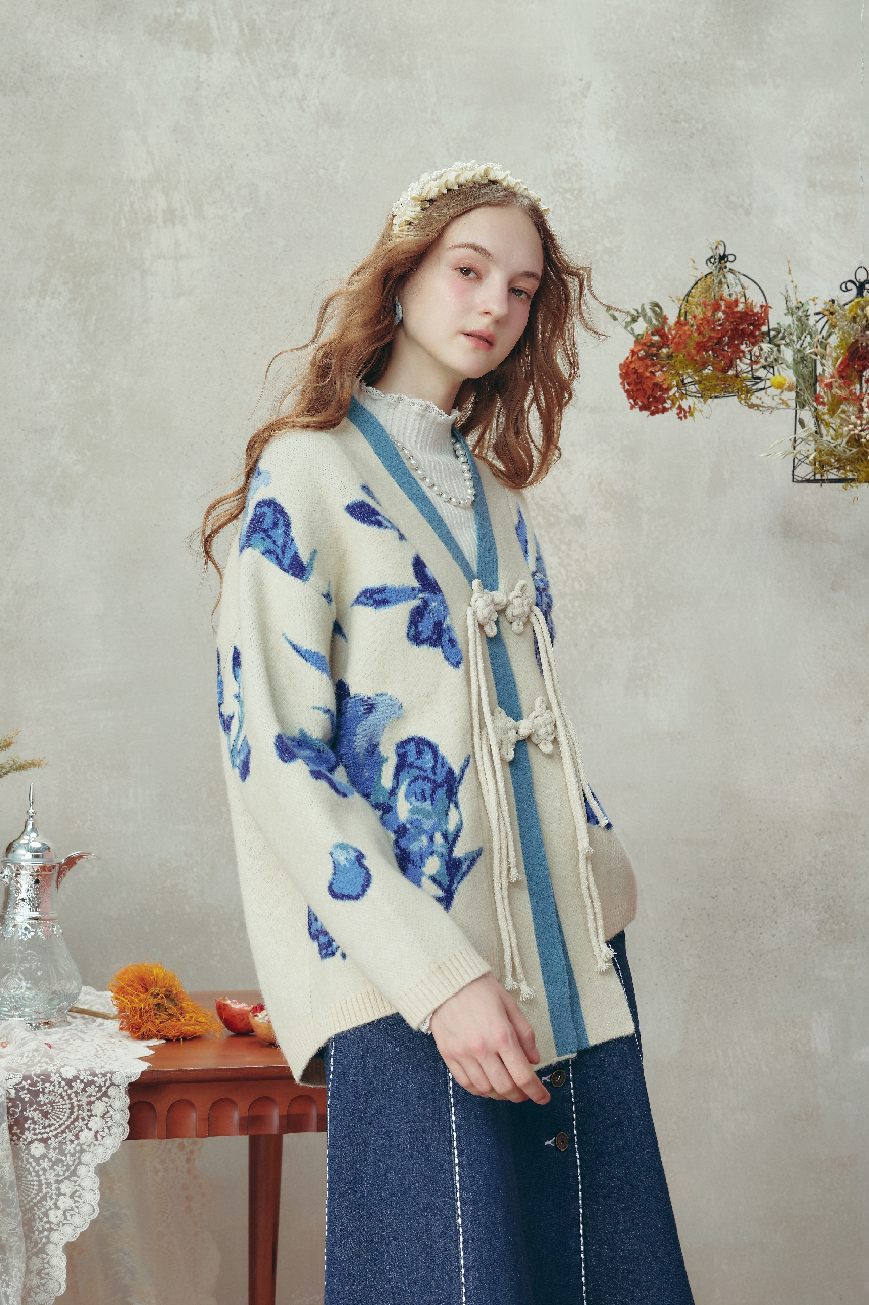 Van Gogh-Inspired Relaxed Knit Cardigan