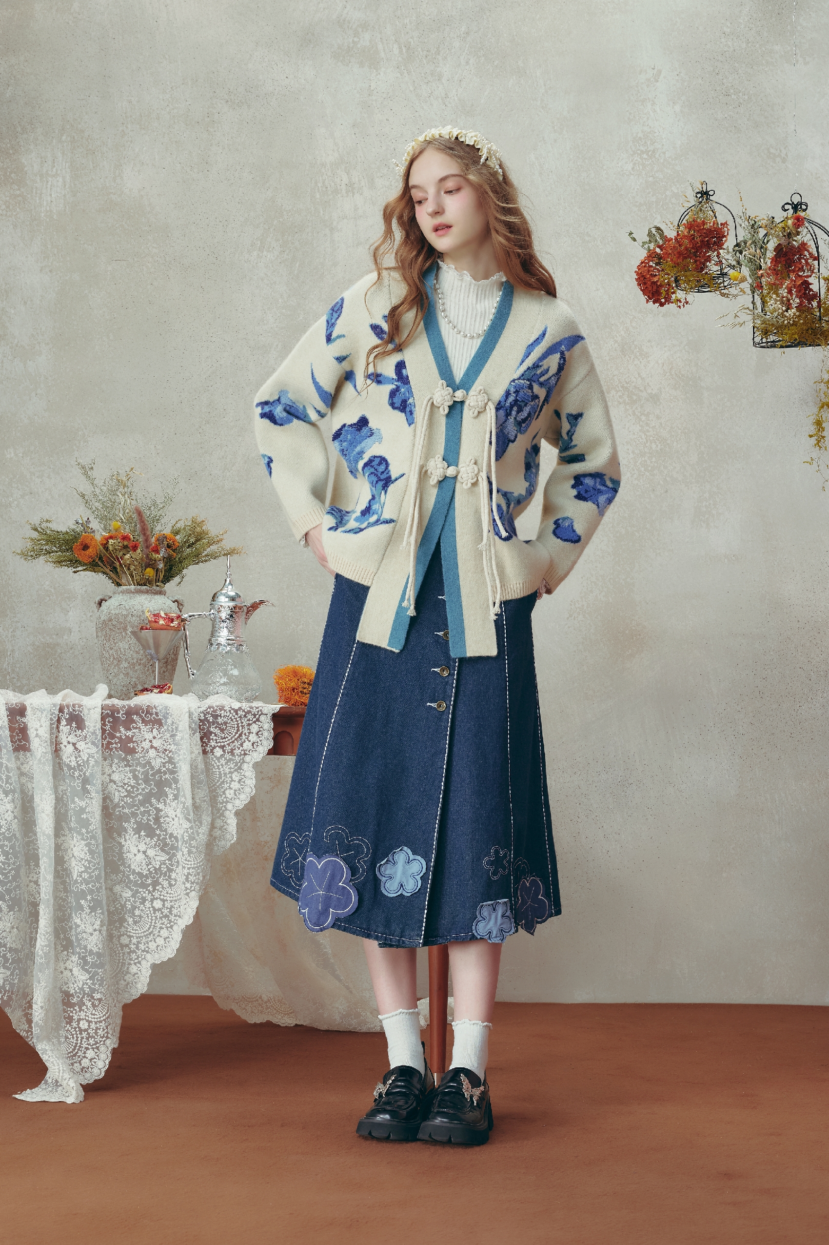 Van Gogh-Inspired Relaxed Knit Cardigan