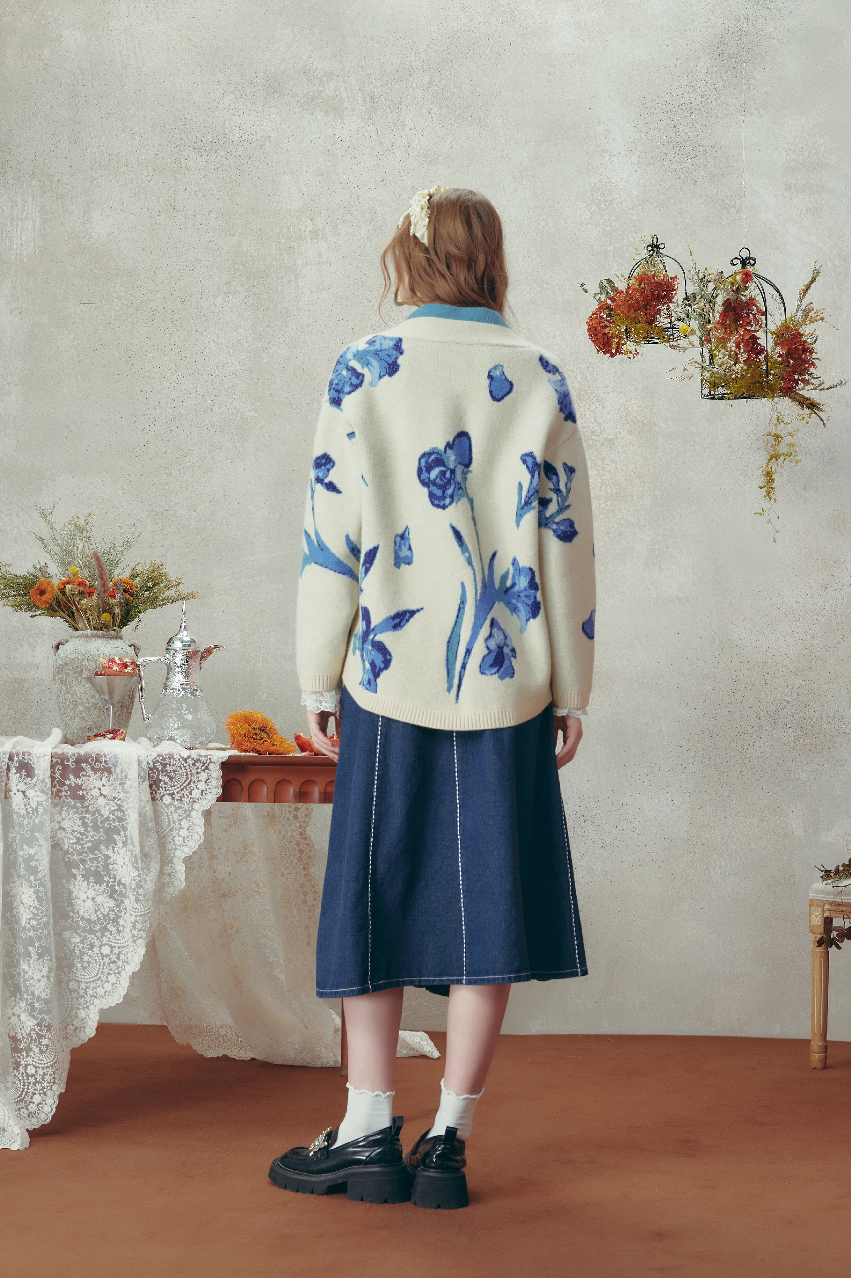 Van Gogh-Inspired Relaxed Knit Cardigan