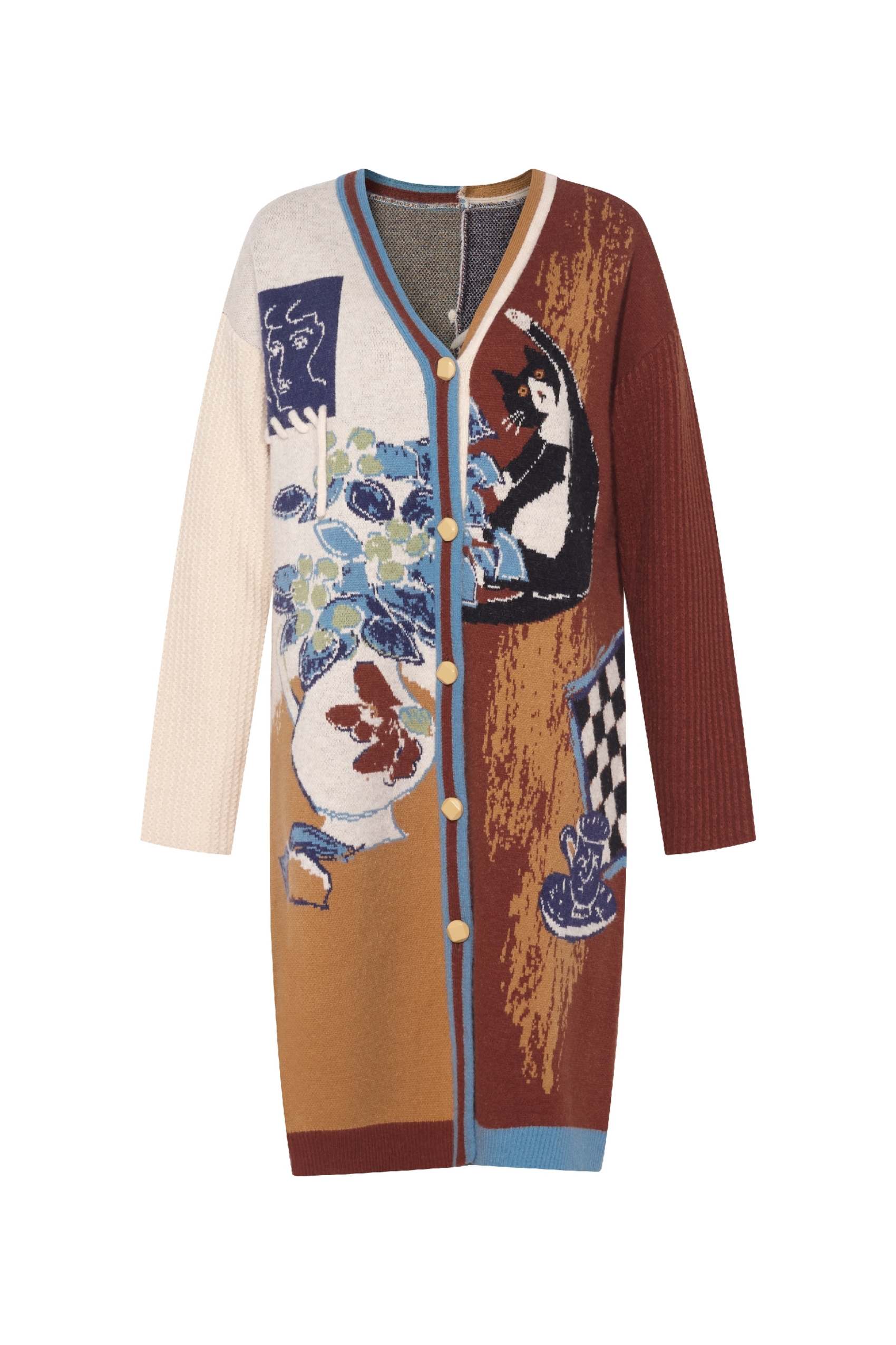 Medium-length knitted cardigan