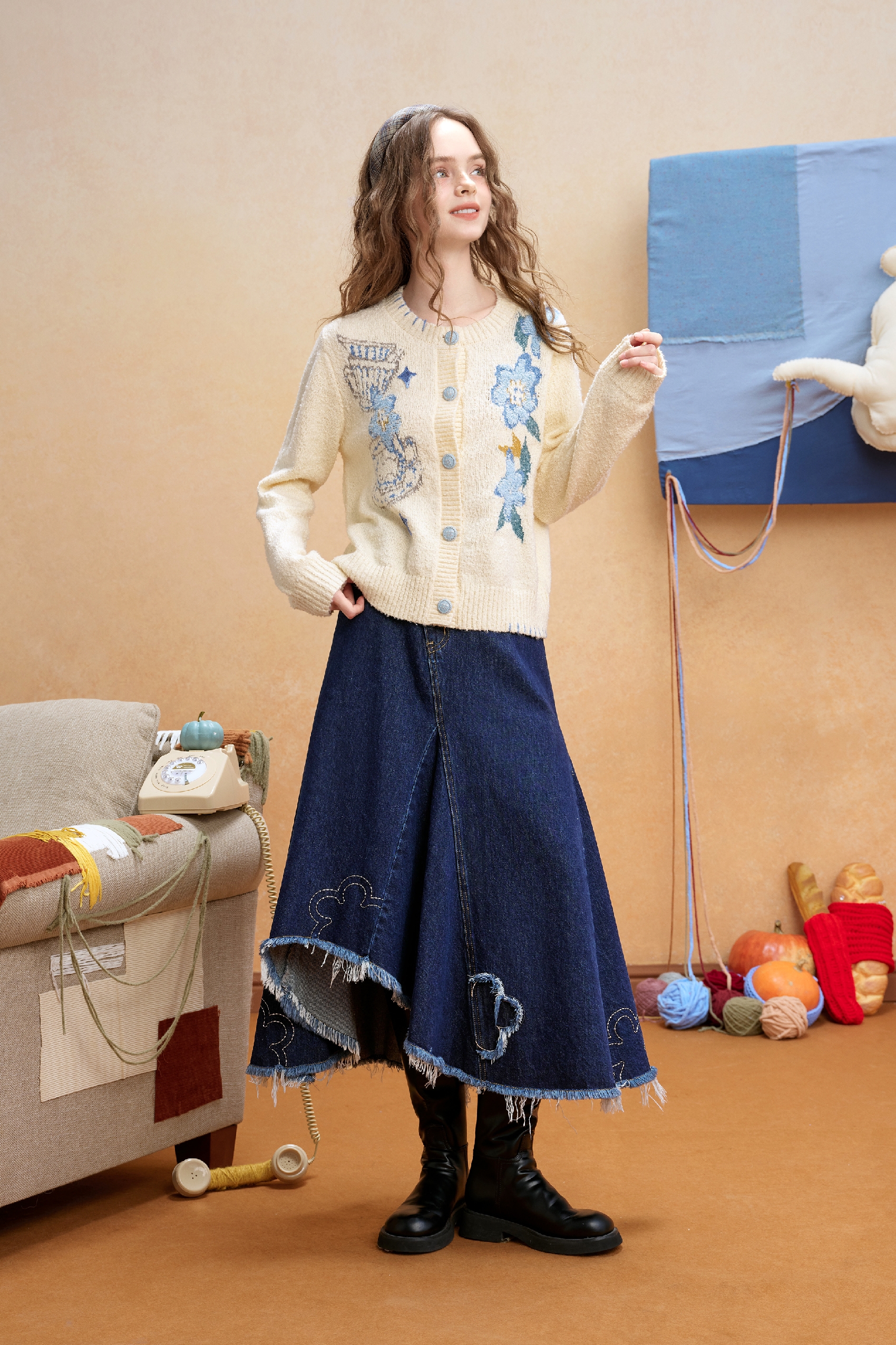 White high-end knit sweater