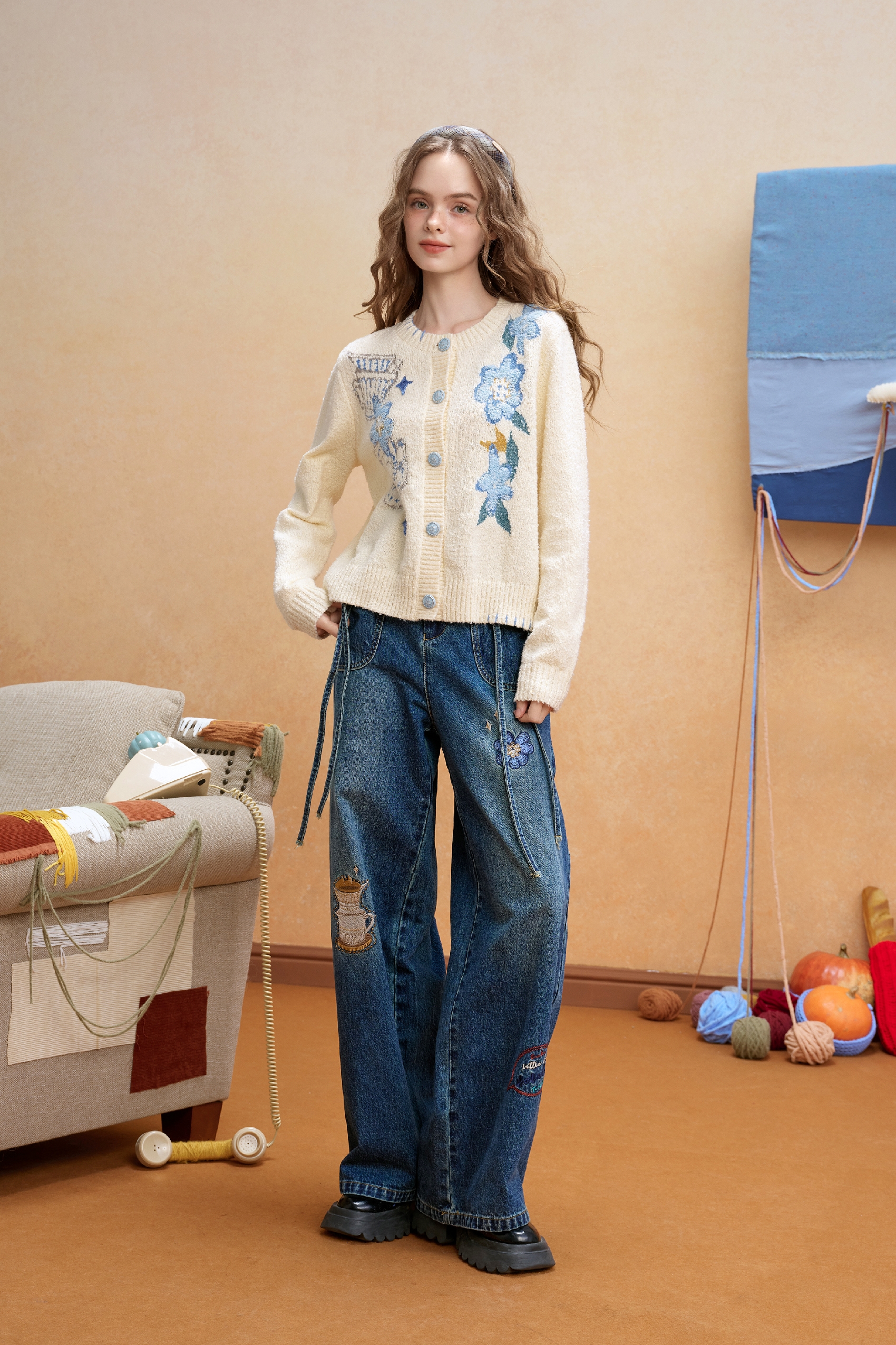 White high-end knit sweater