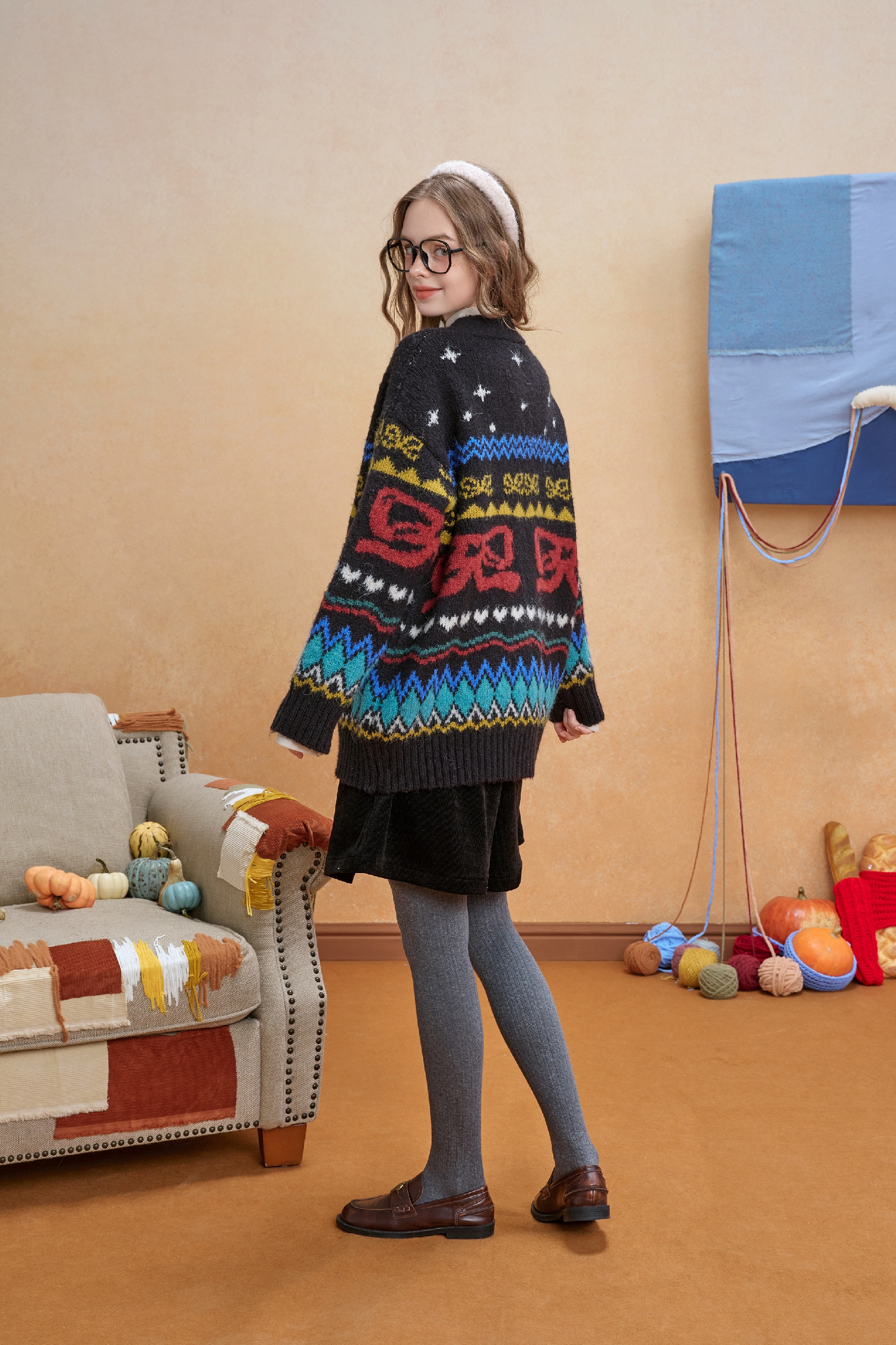 Casual long-sleeved knitted cardigan