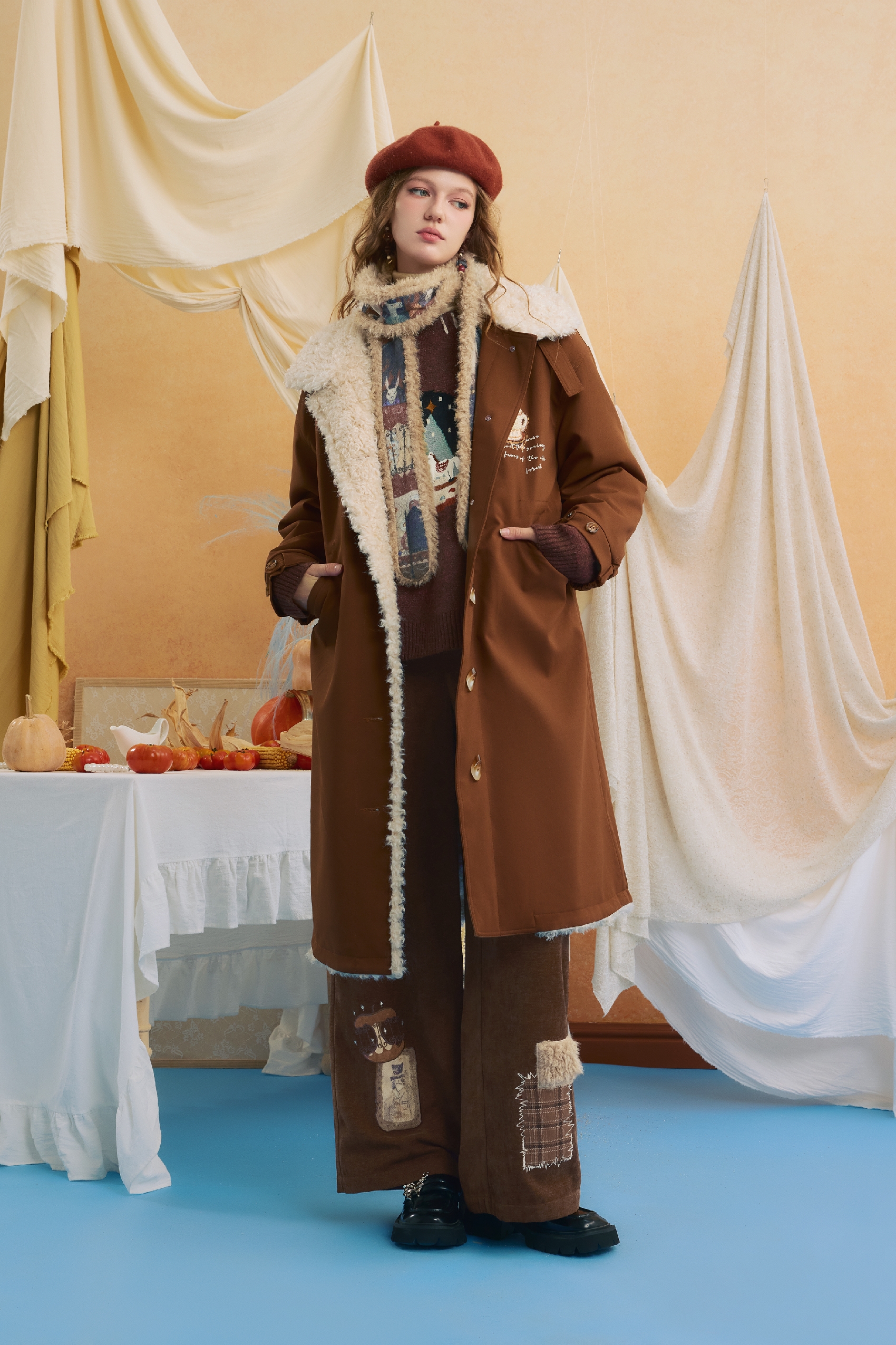 Brown knitted pullover sweater