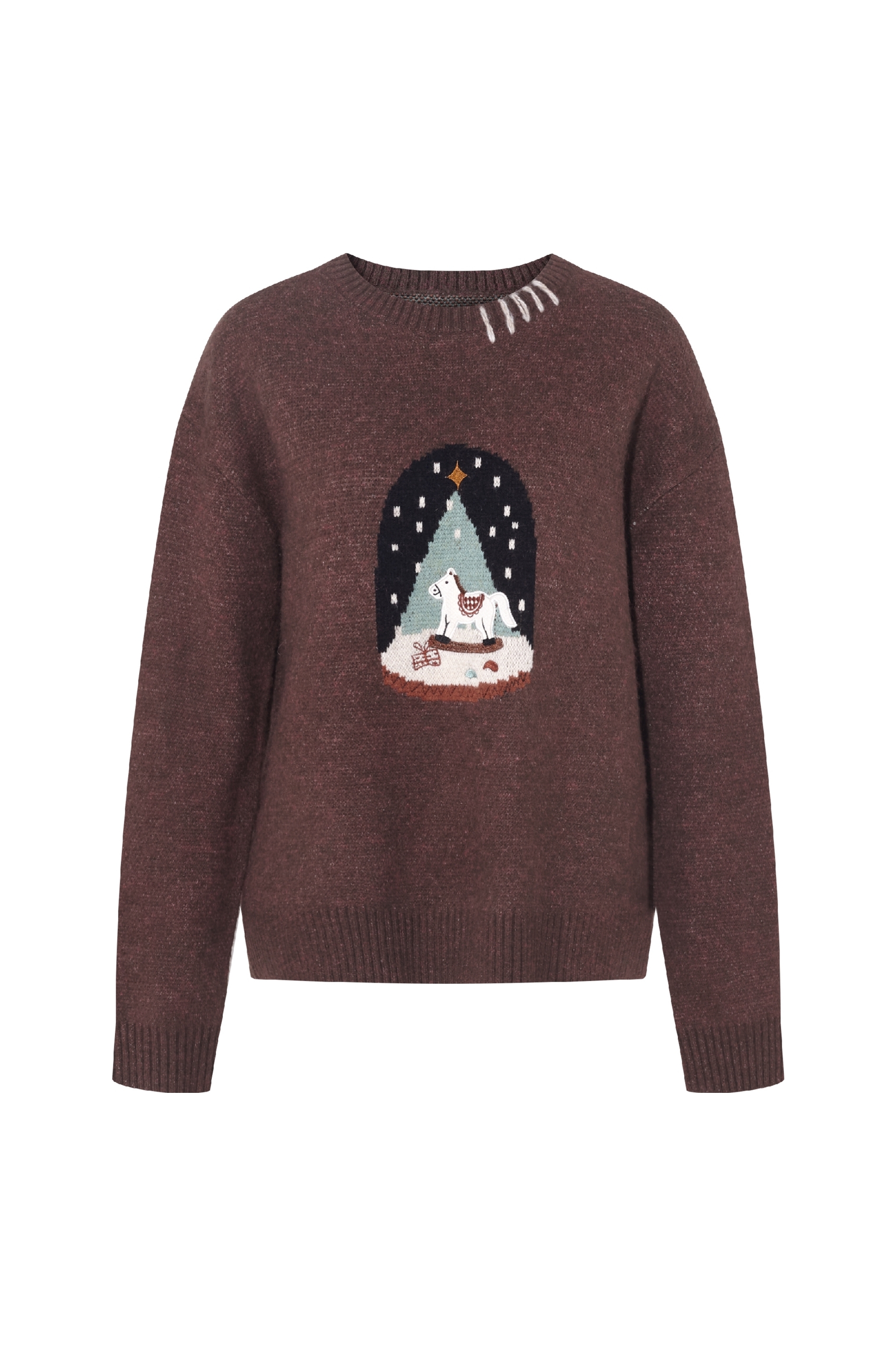 Brown knitted pullover sweater