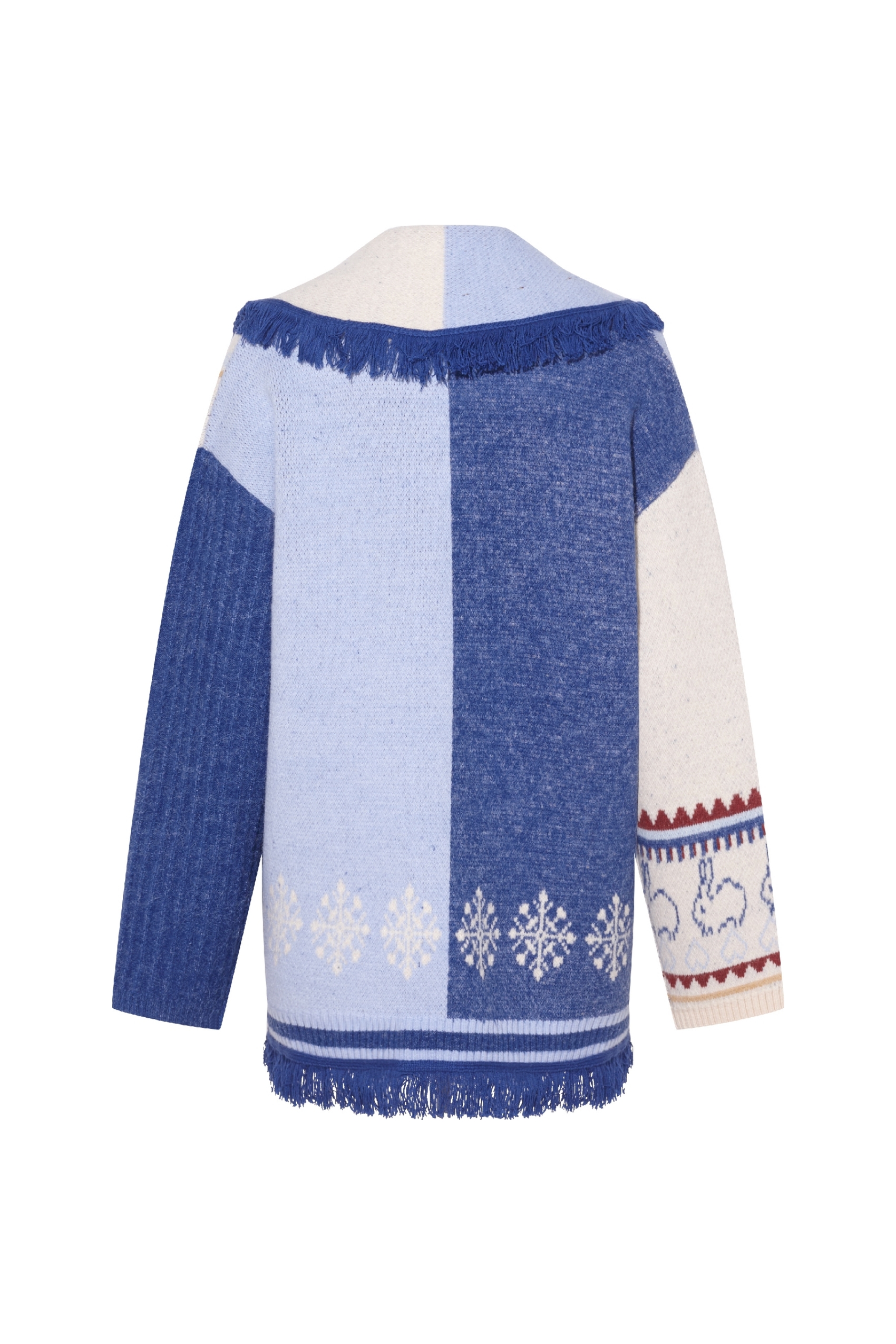 Blue loose-fitting knitted cardigan