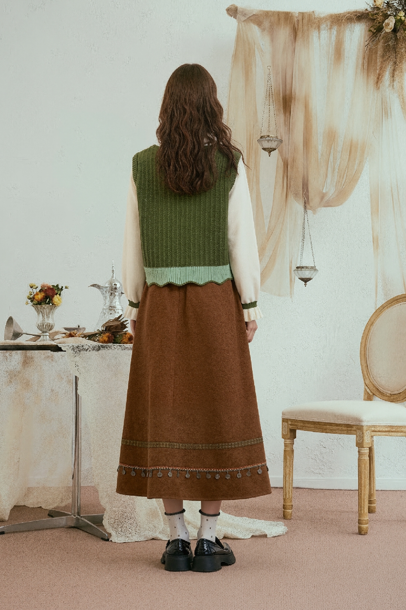 Vintage-style two-piece look sweater