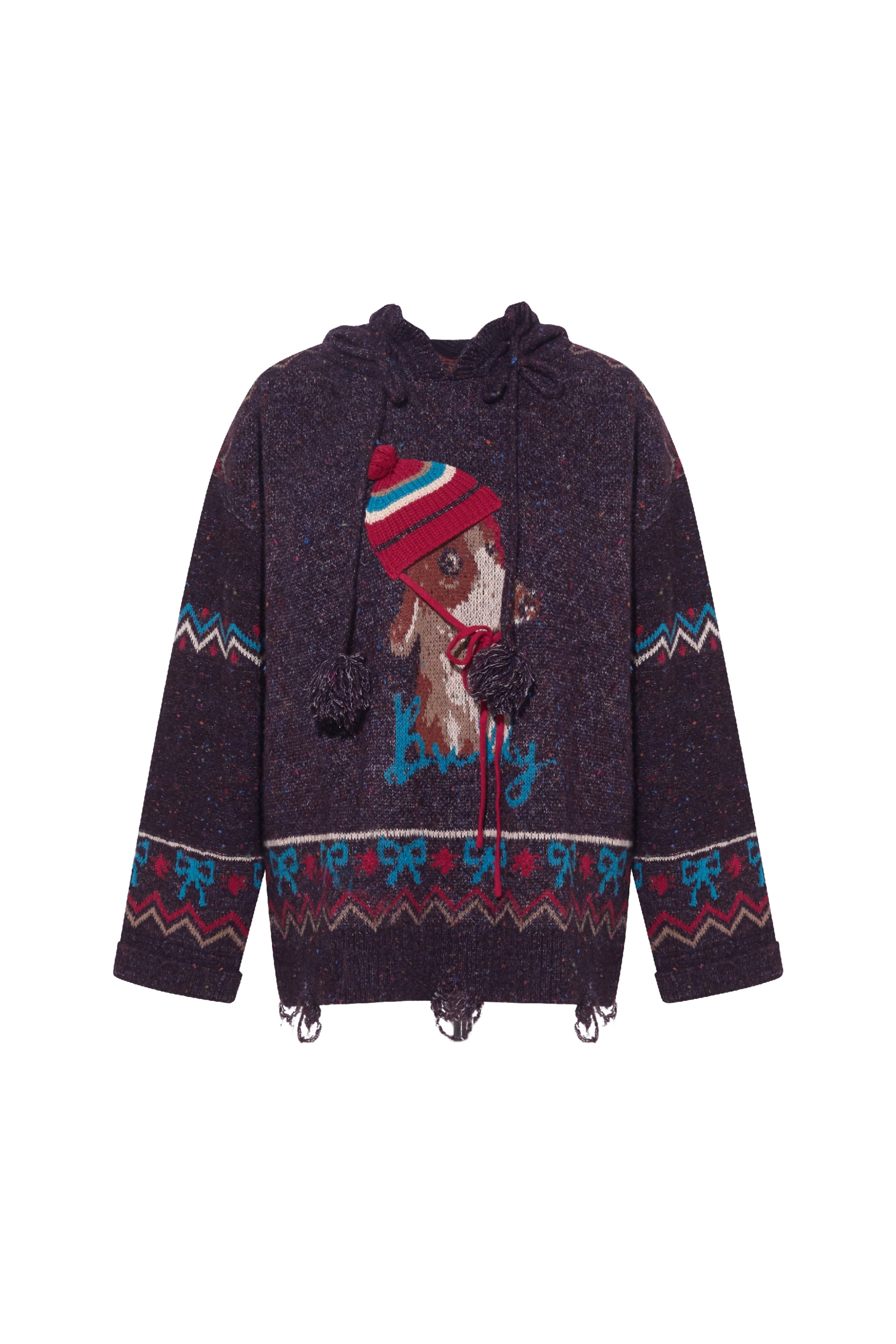 Retro hooded knitted sweater