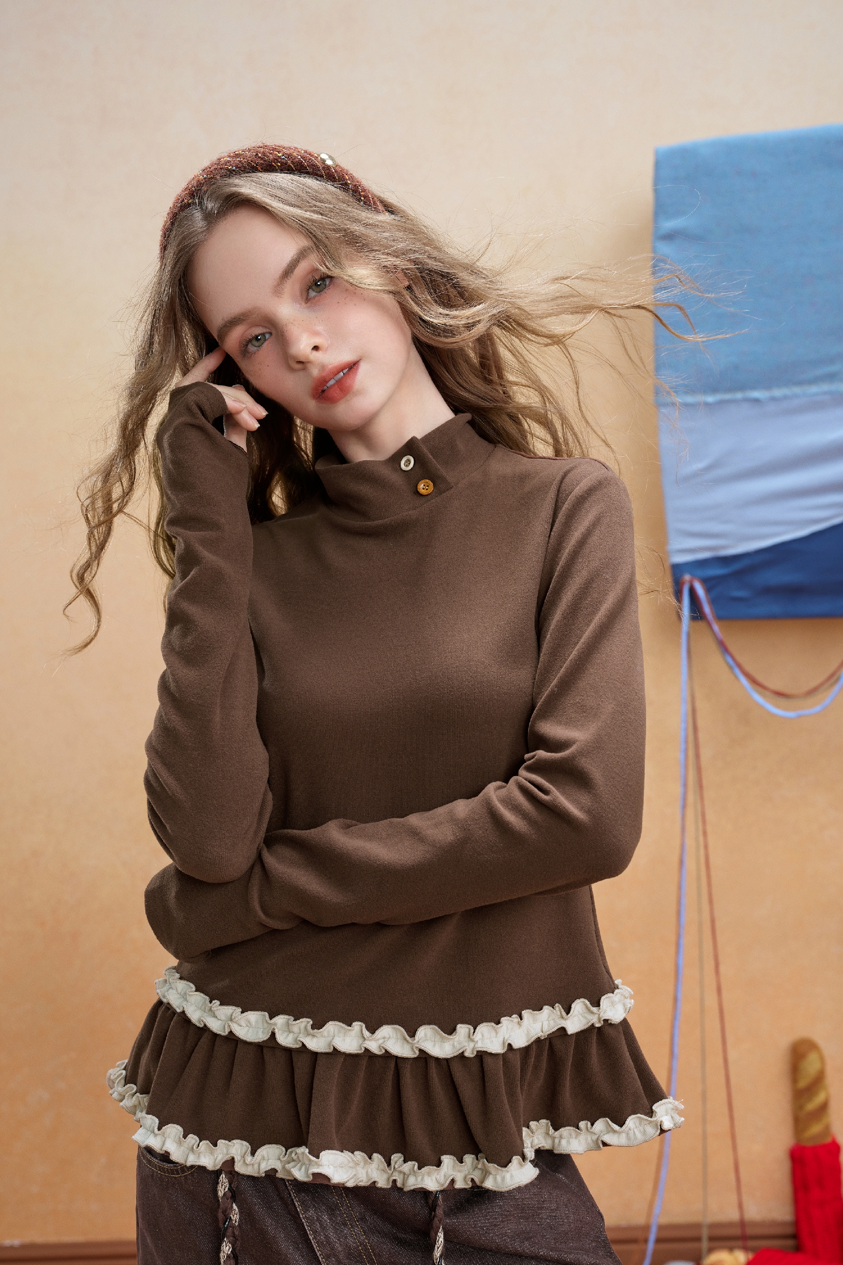 High-neck base layer long-sleeved T-shirt