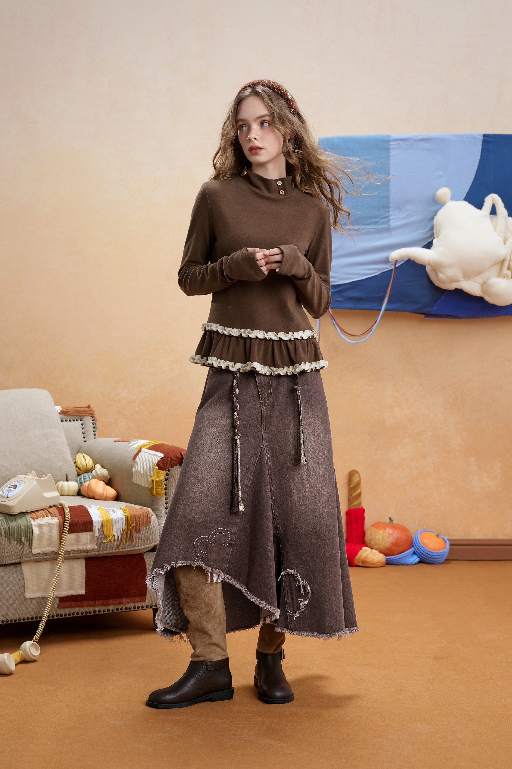 High-neck base layer long-sleeved T-shirt