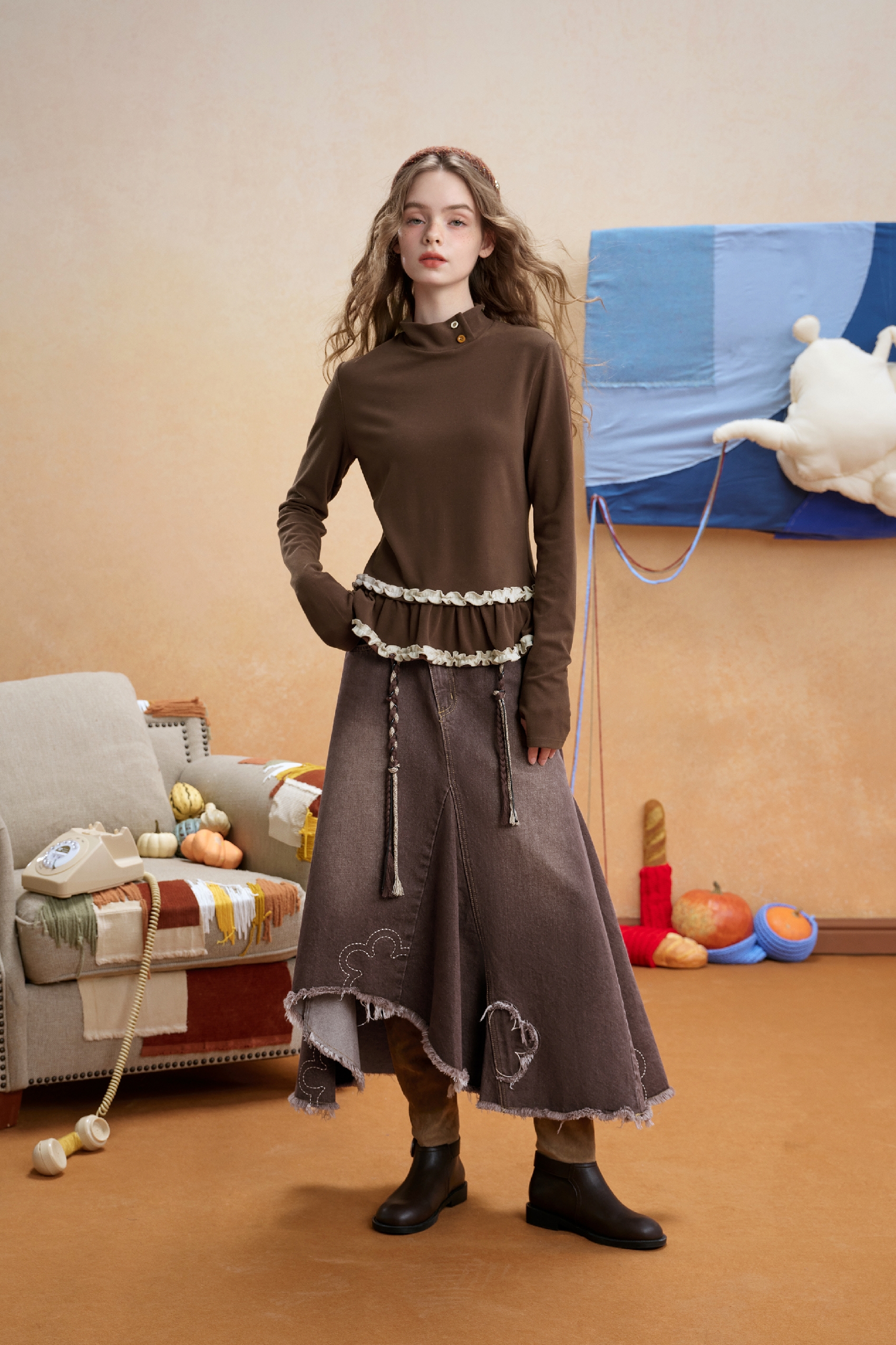 High-neck base layer long-sleeved T-shirt