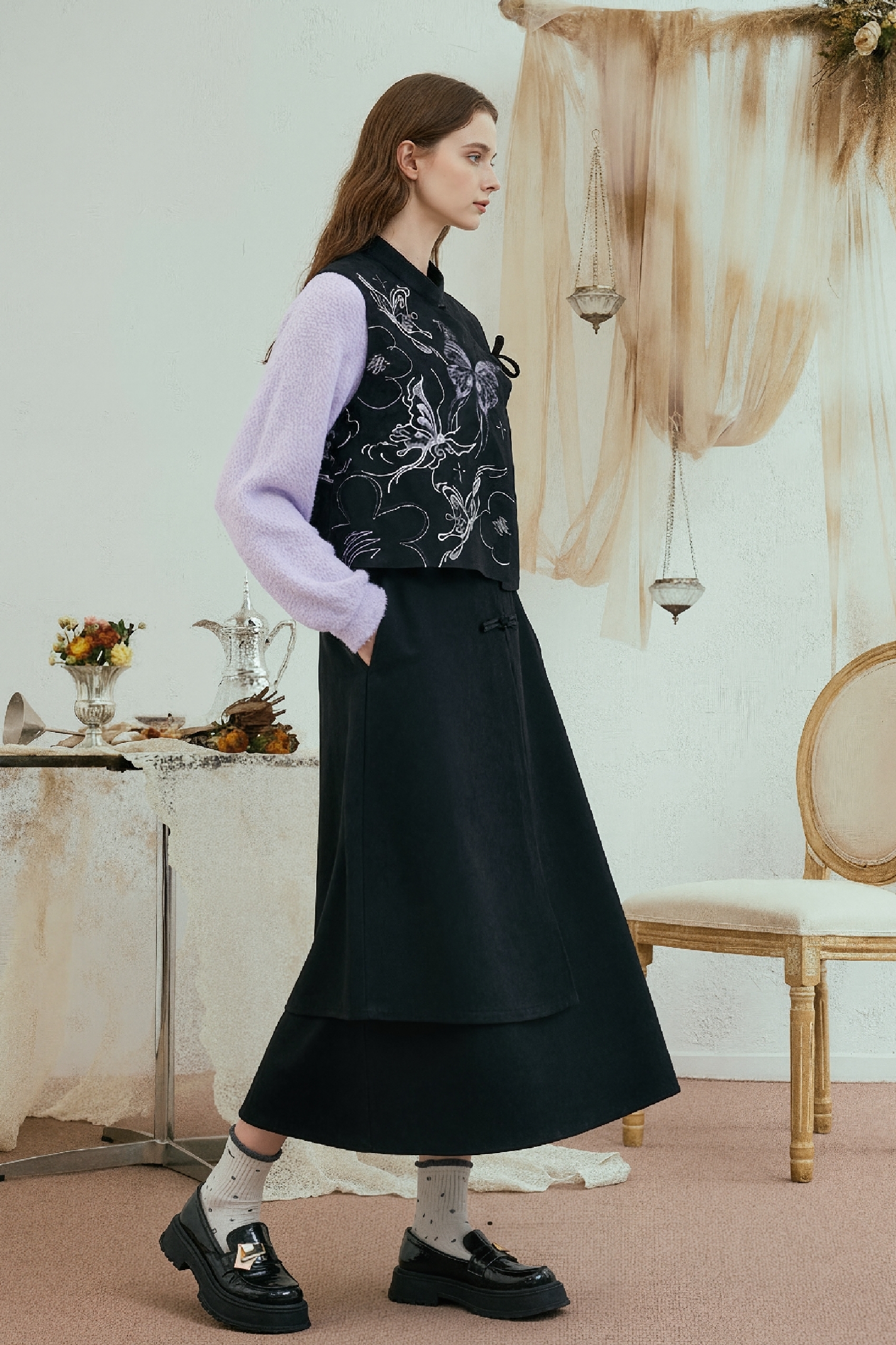 Van Gogh-Inspired Modern Chinese-Style Women's Set