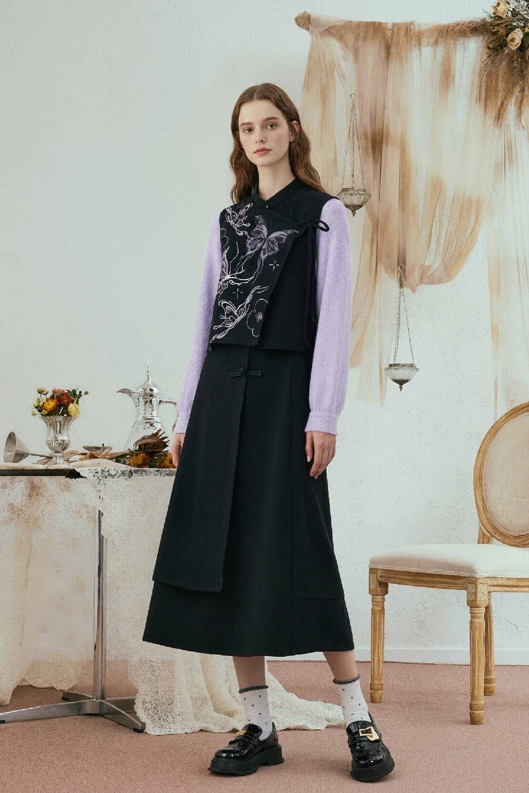 Van Gogh-Inspired Modern Chinese-Style Women's Set