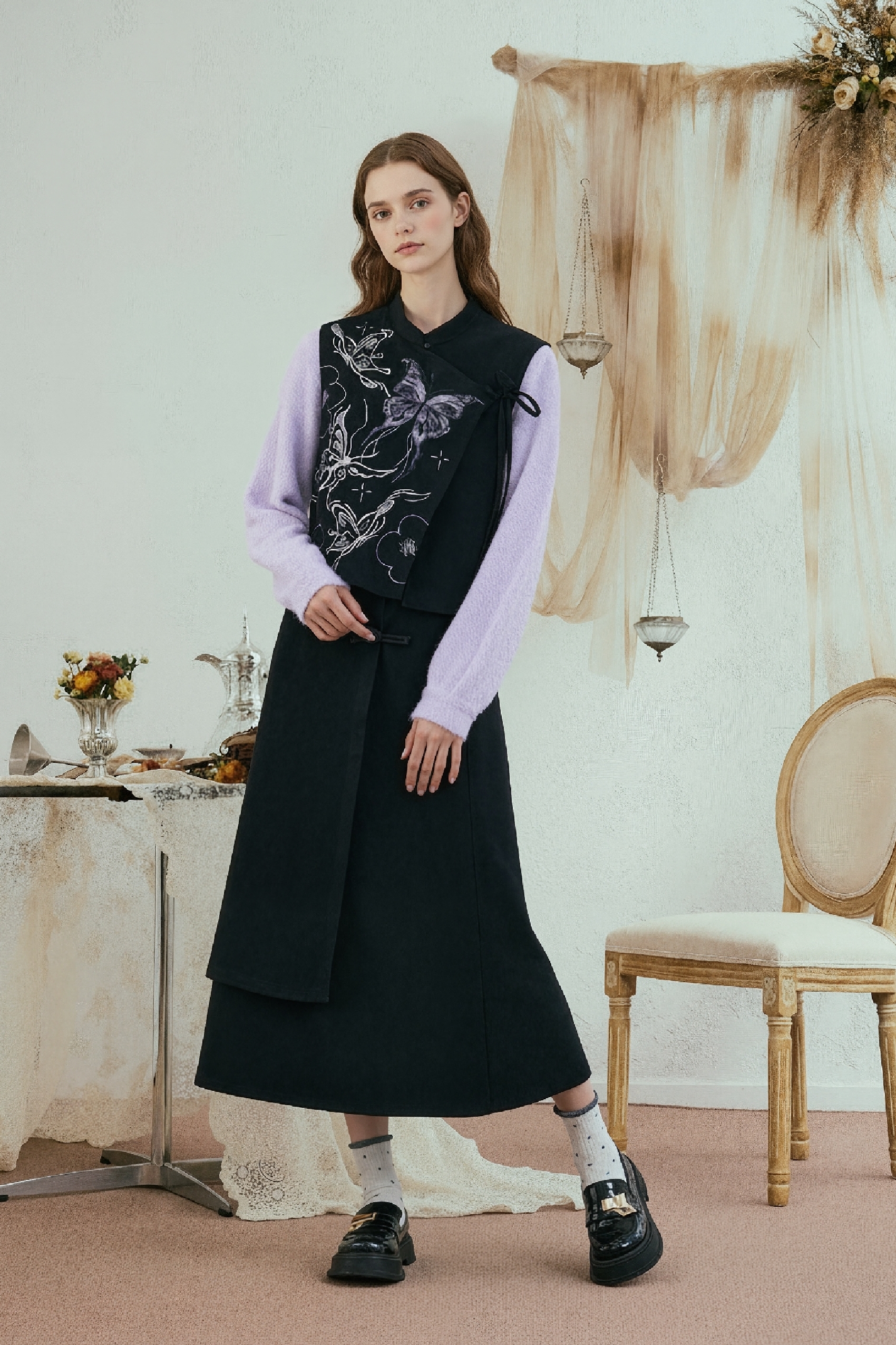 Van Gogh-Inspired Modern Chinese-Style Women's Set