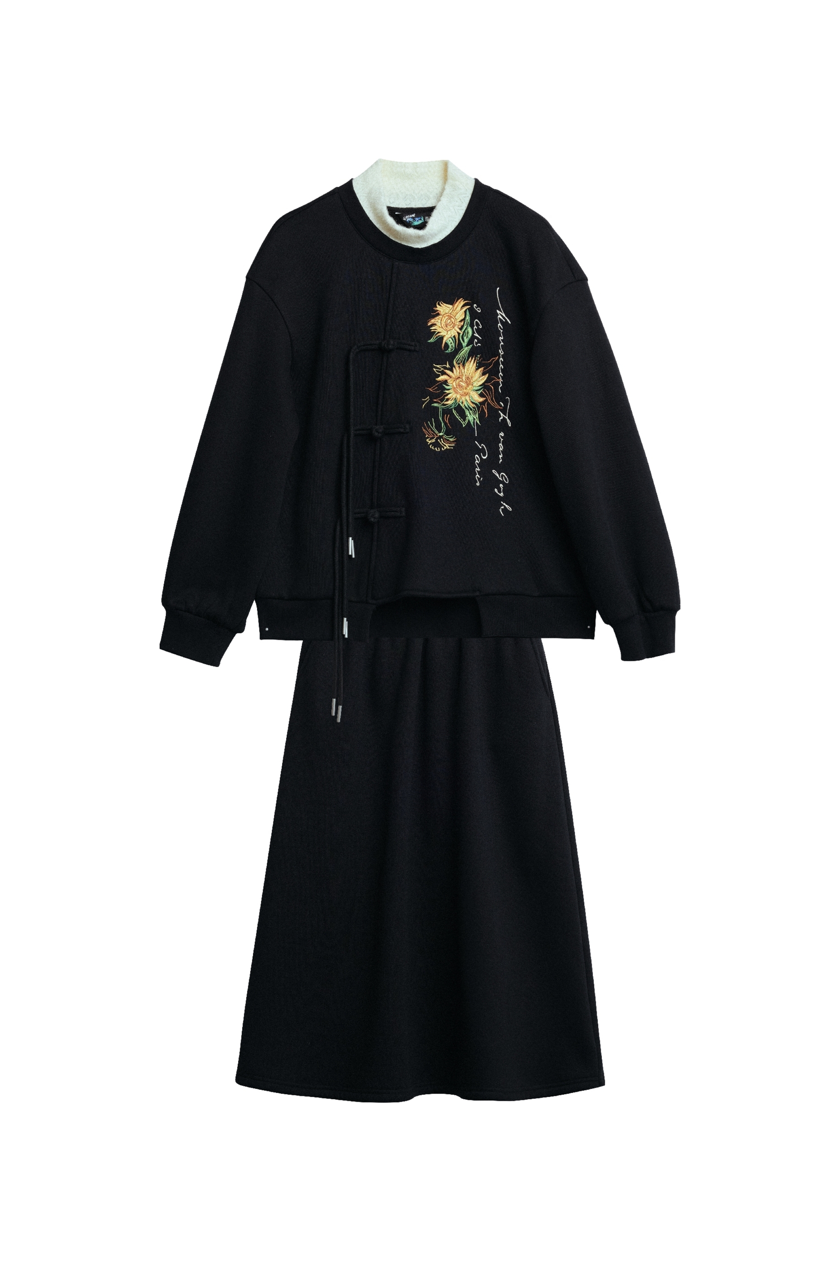 Van Gogh-Inspired Modern Chinese-Style Skirt Set