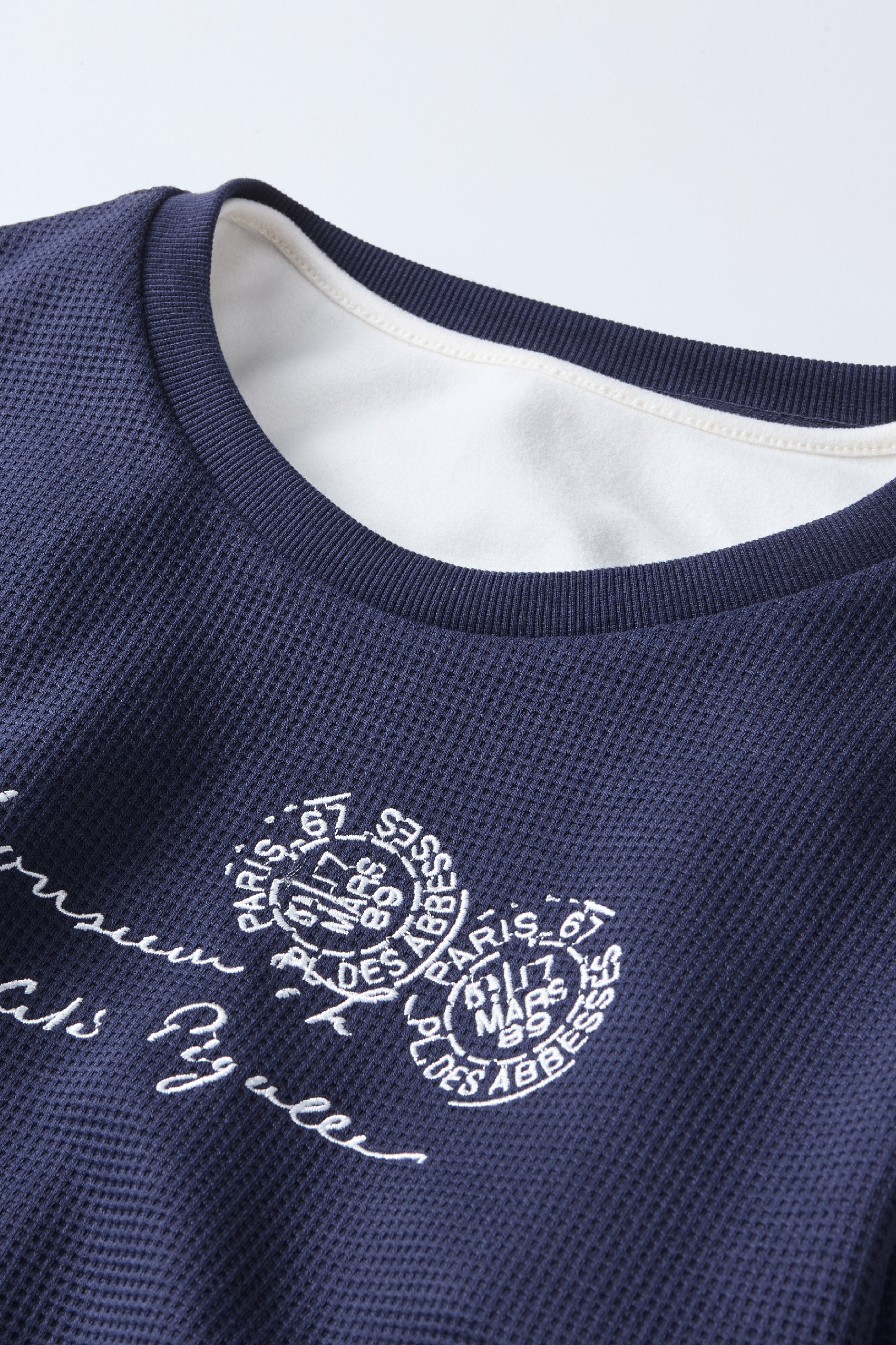 Patchwork strap crew neck sweatshirt