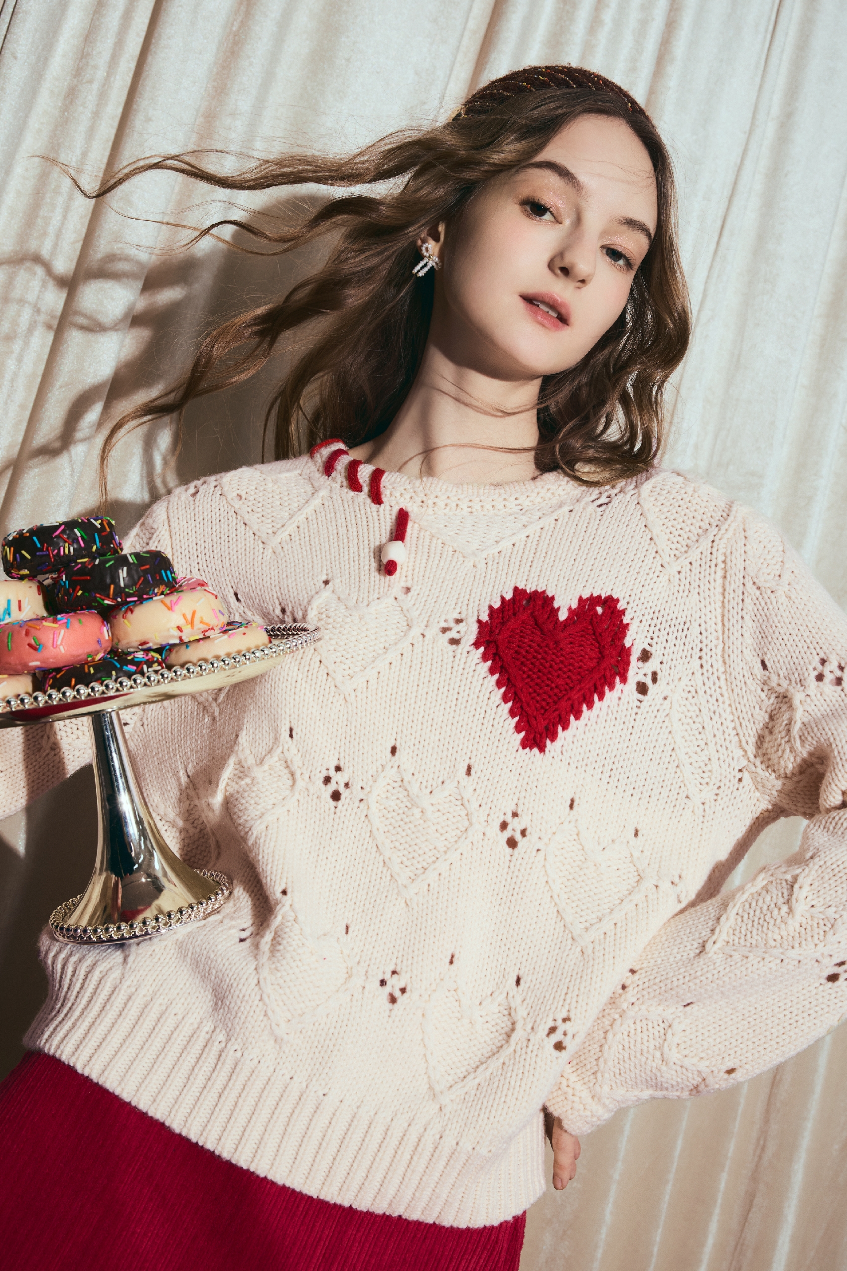 White openwork knit sweater