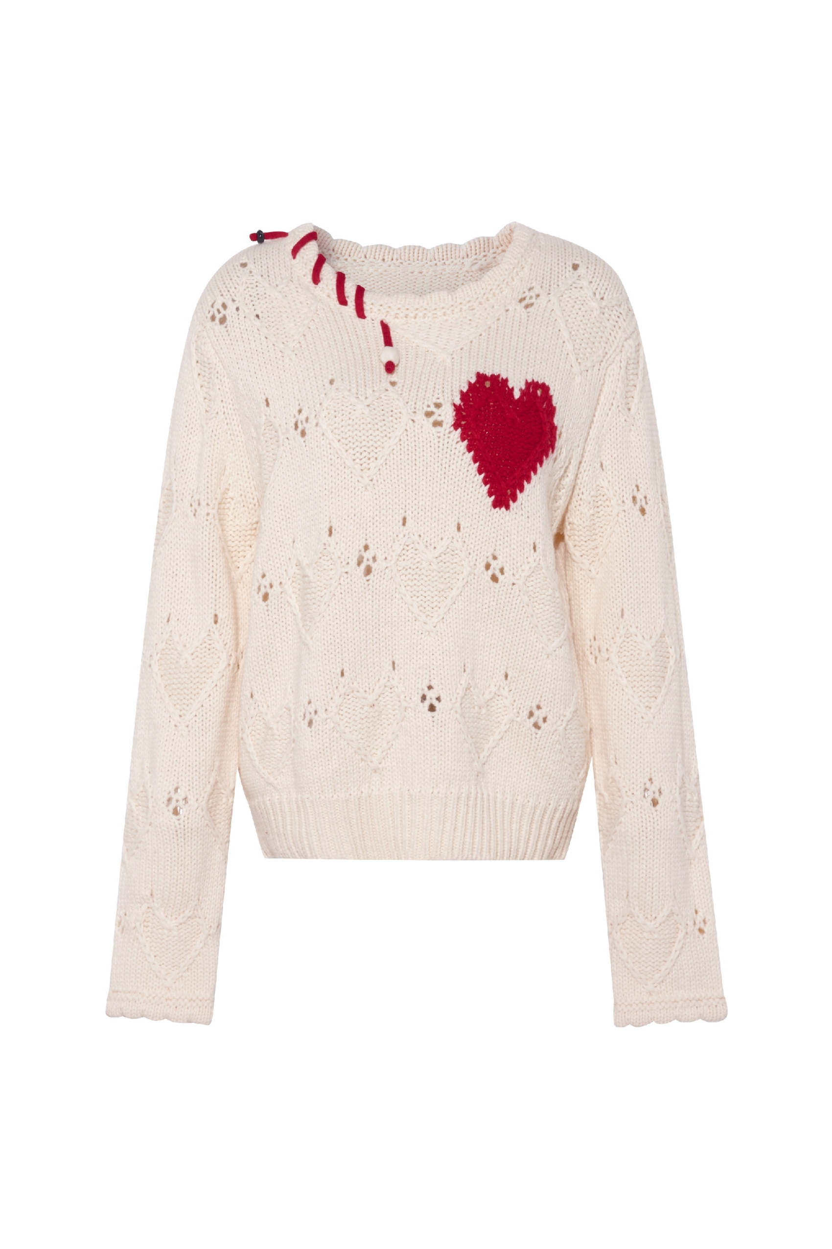 White openwork knit sweater