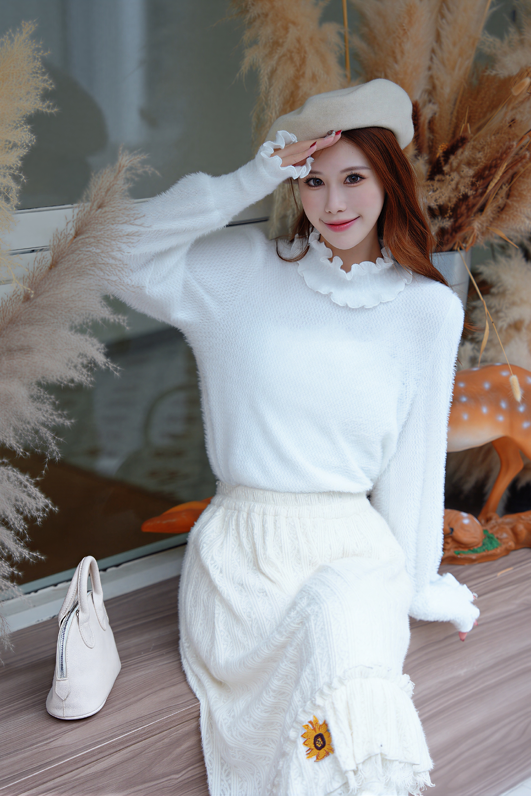 White base layer knit shirt