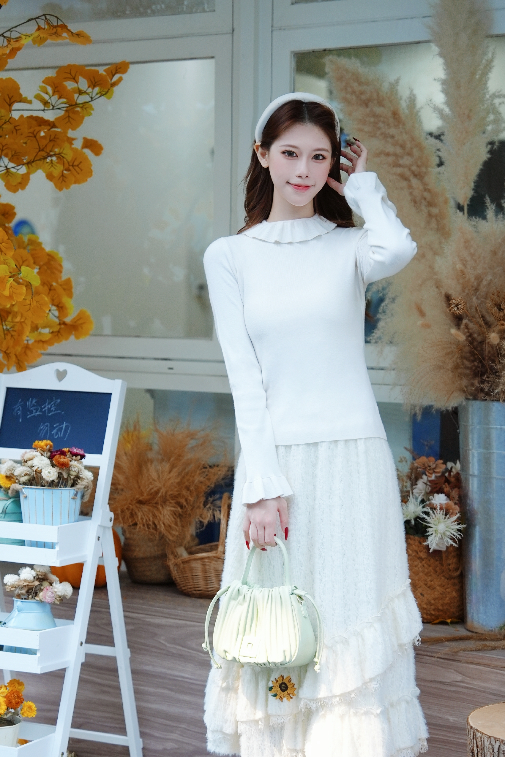 Knitted white base layer shirt