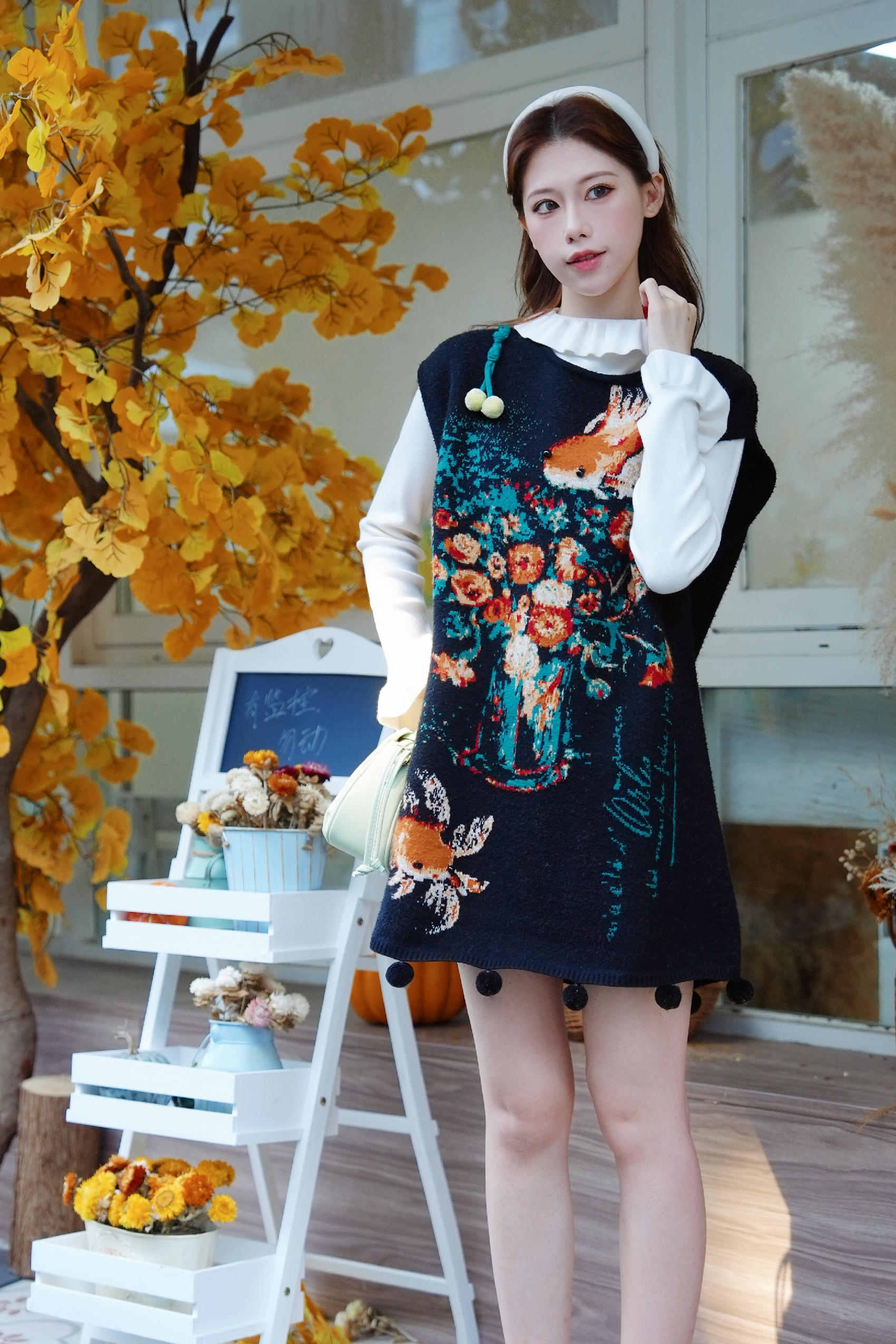 Knitted white base layer shirt