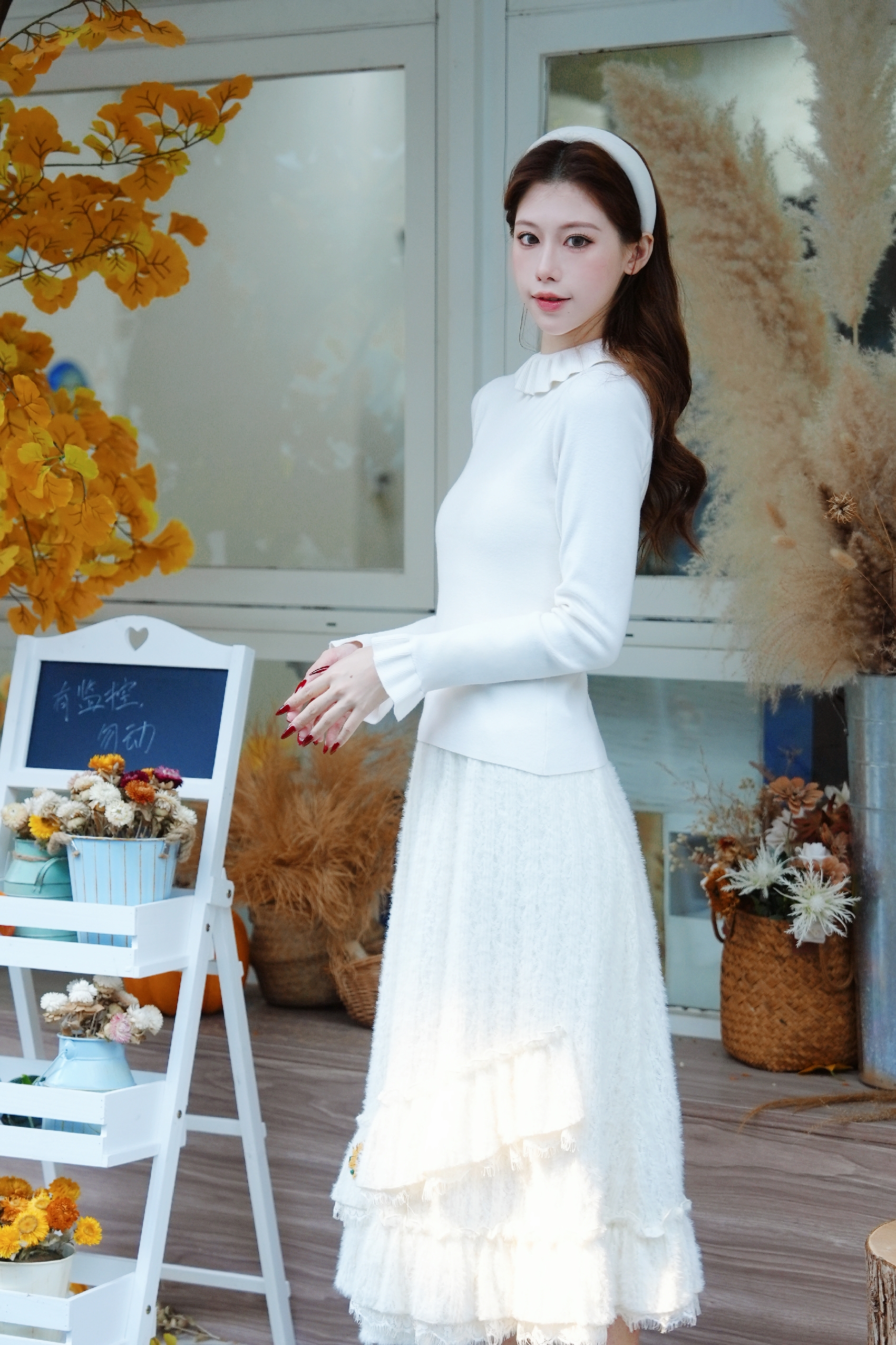Knitted white base layer shirt