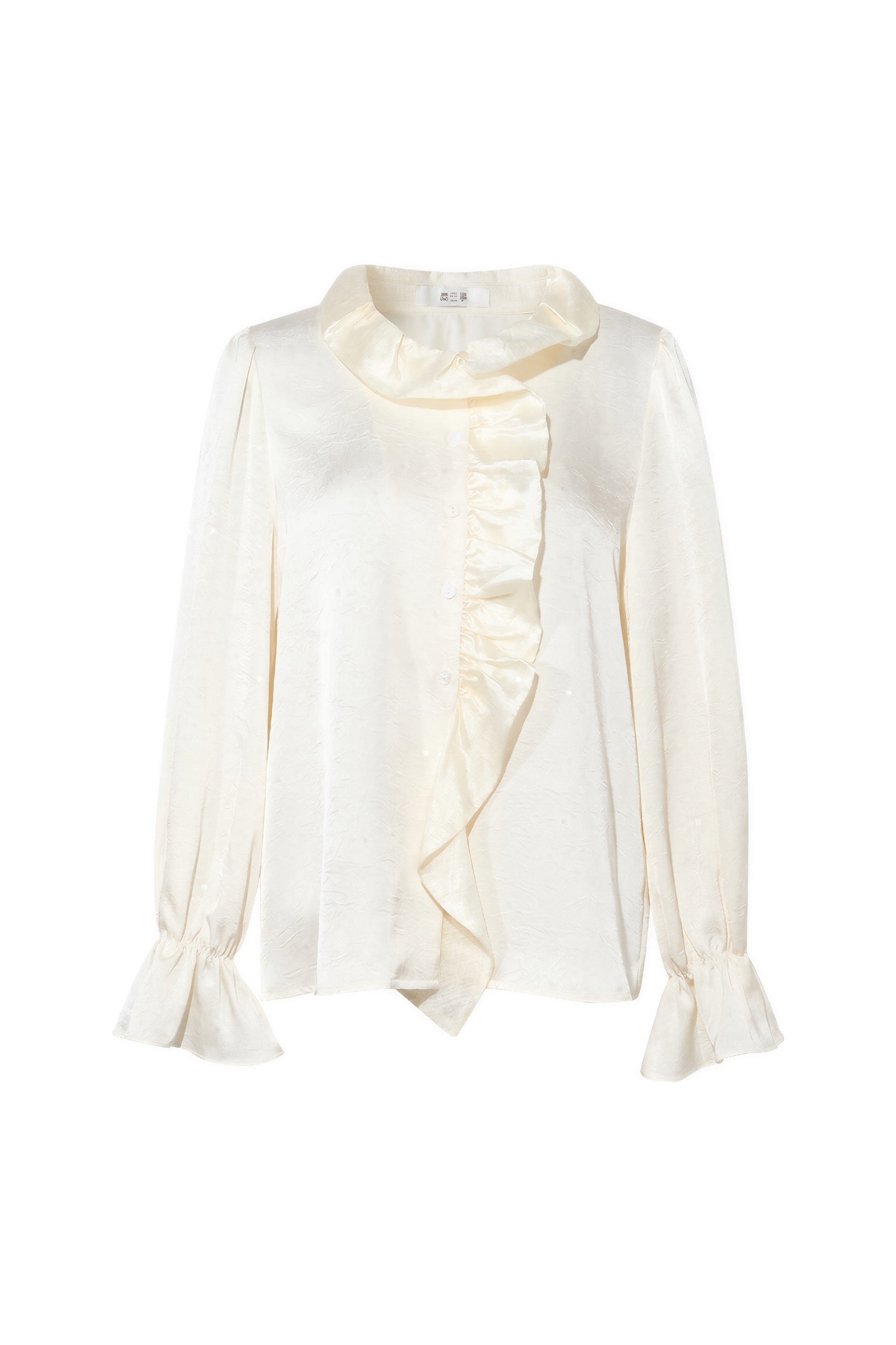 White Patchwork Ruffle Relaxed Shirt-LYONSENS