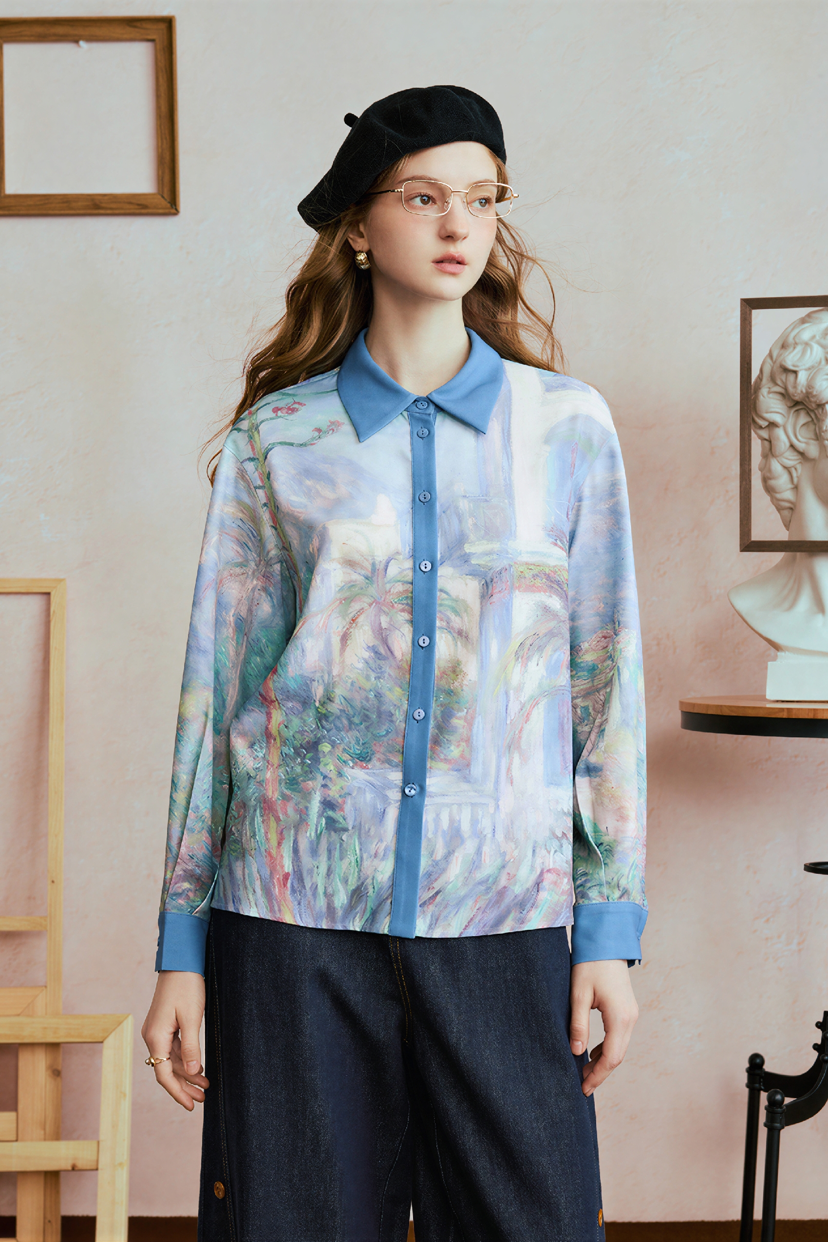 Monet-Inspired Printed Designer Relaxed Shirt