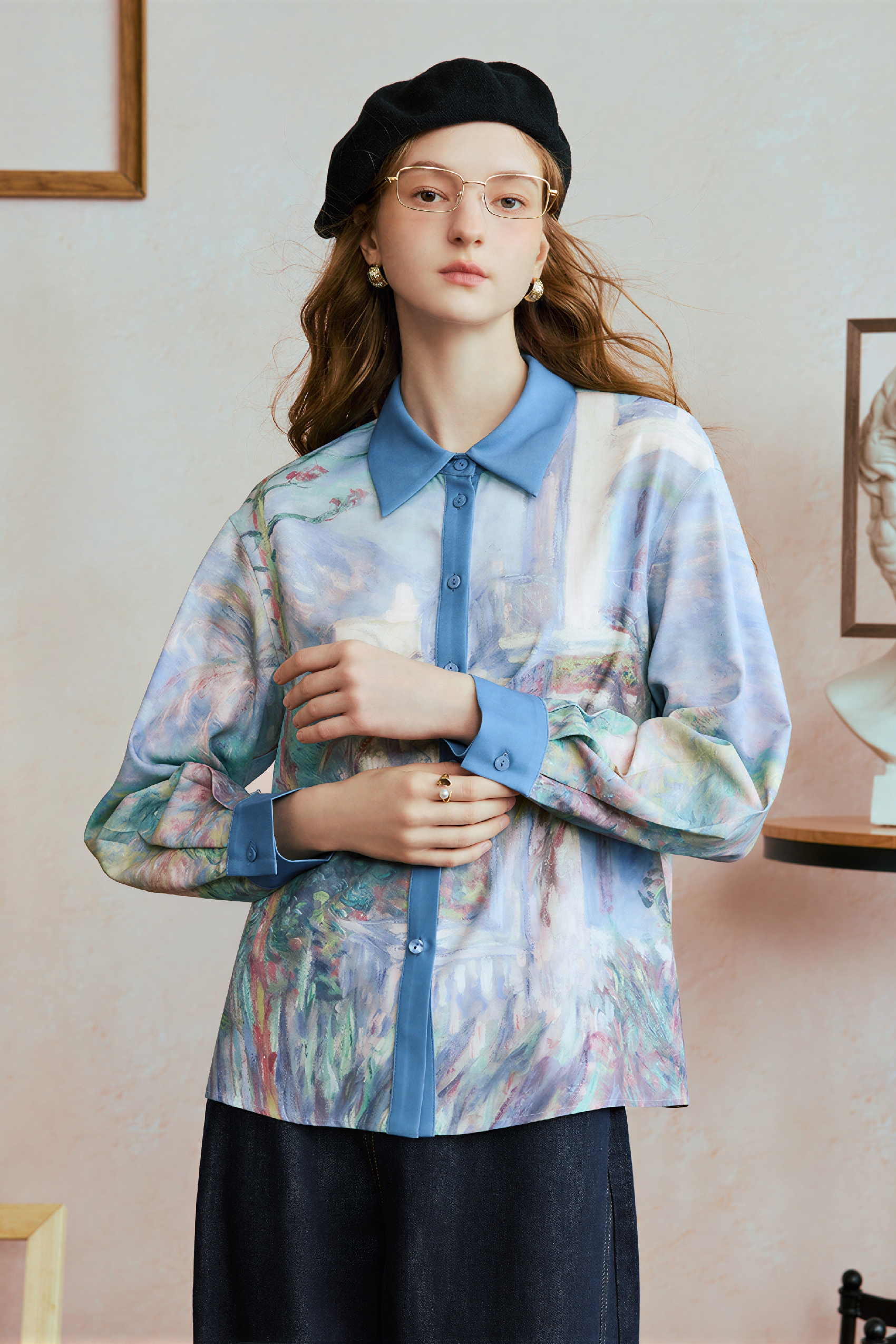 Monet-Inspired Printed Designer Relaxed Shirt