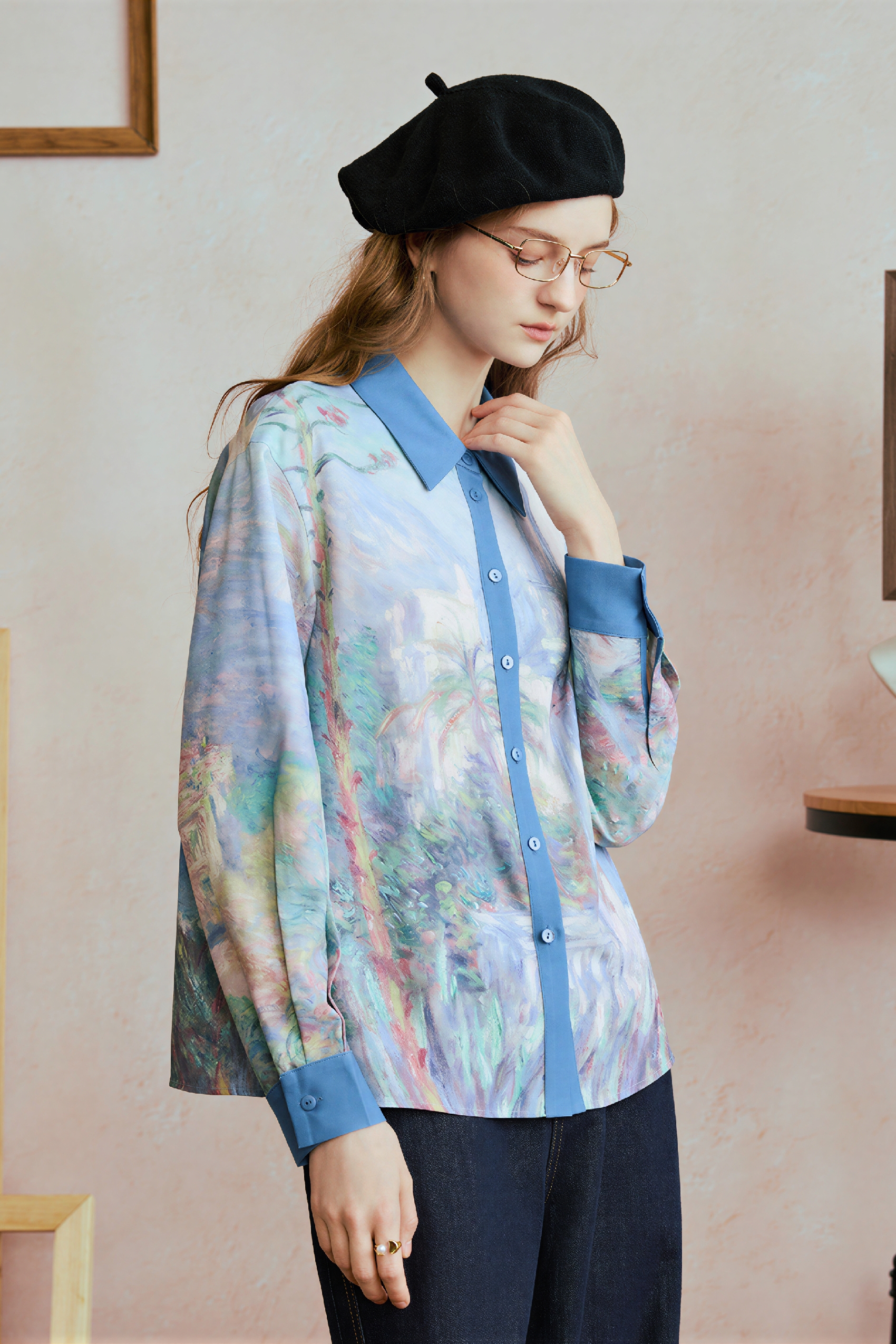 Monet-Inspired Printed Designer Relaxed Shirt
