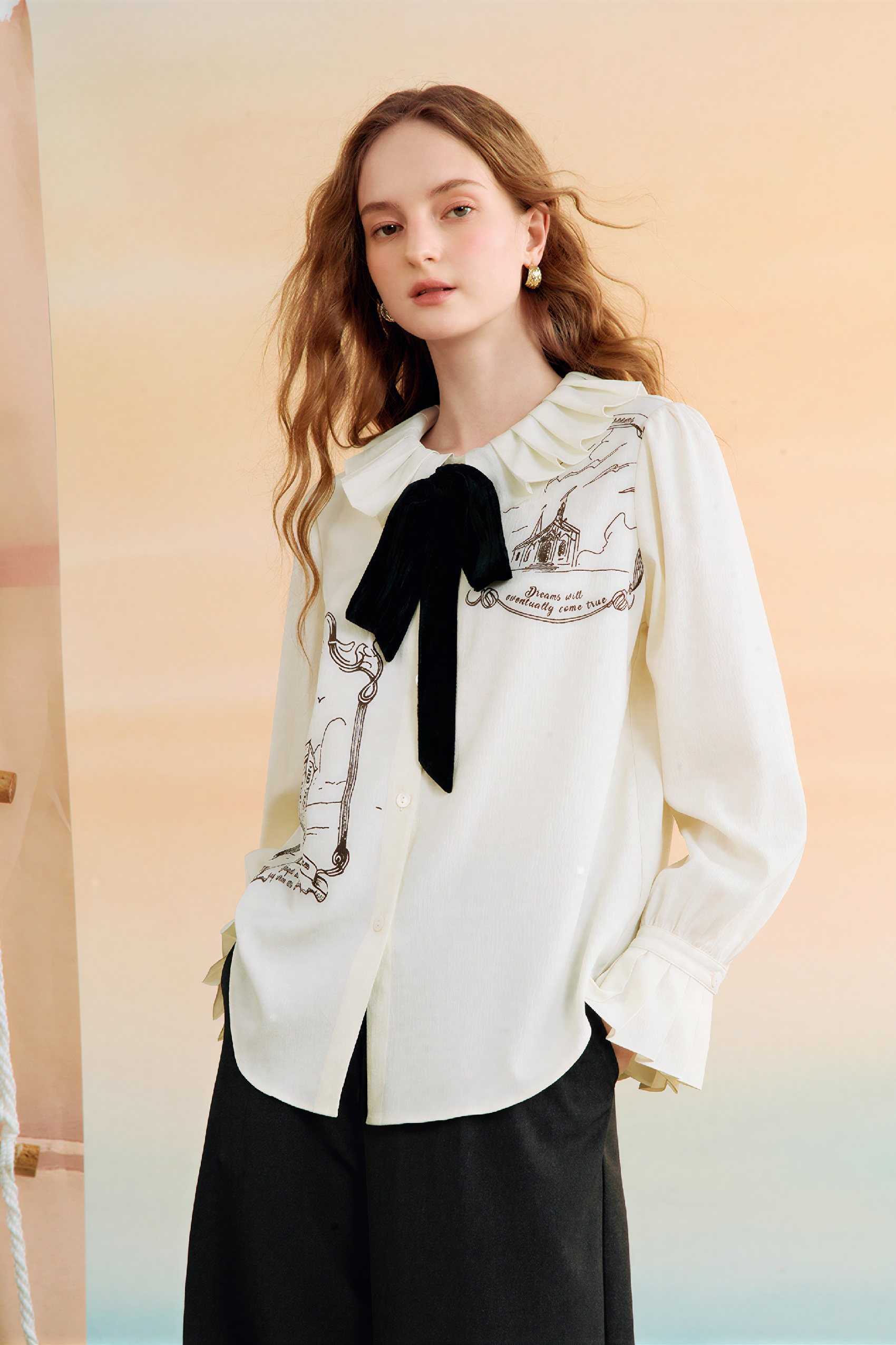 Relaxed Designer Collar White Shirt