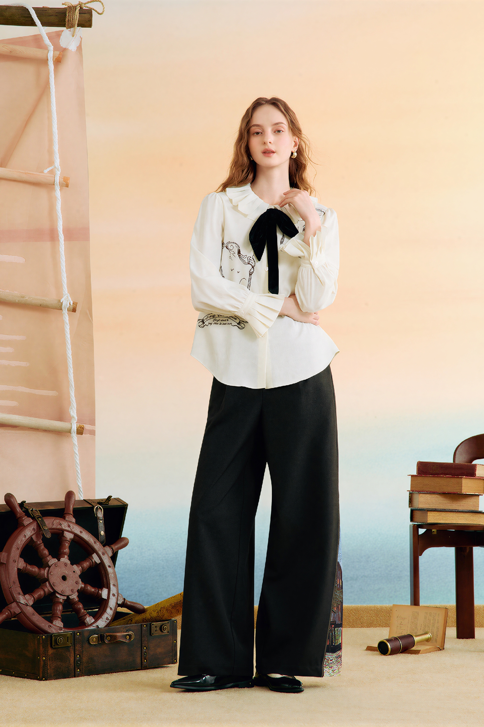 Relaxed Designer Collar White Shirt