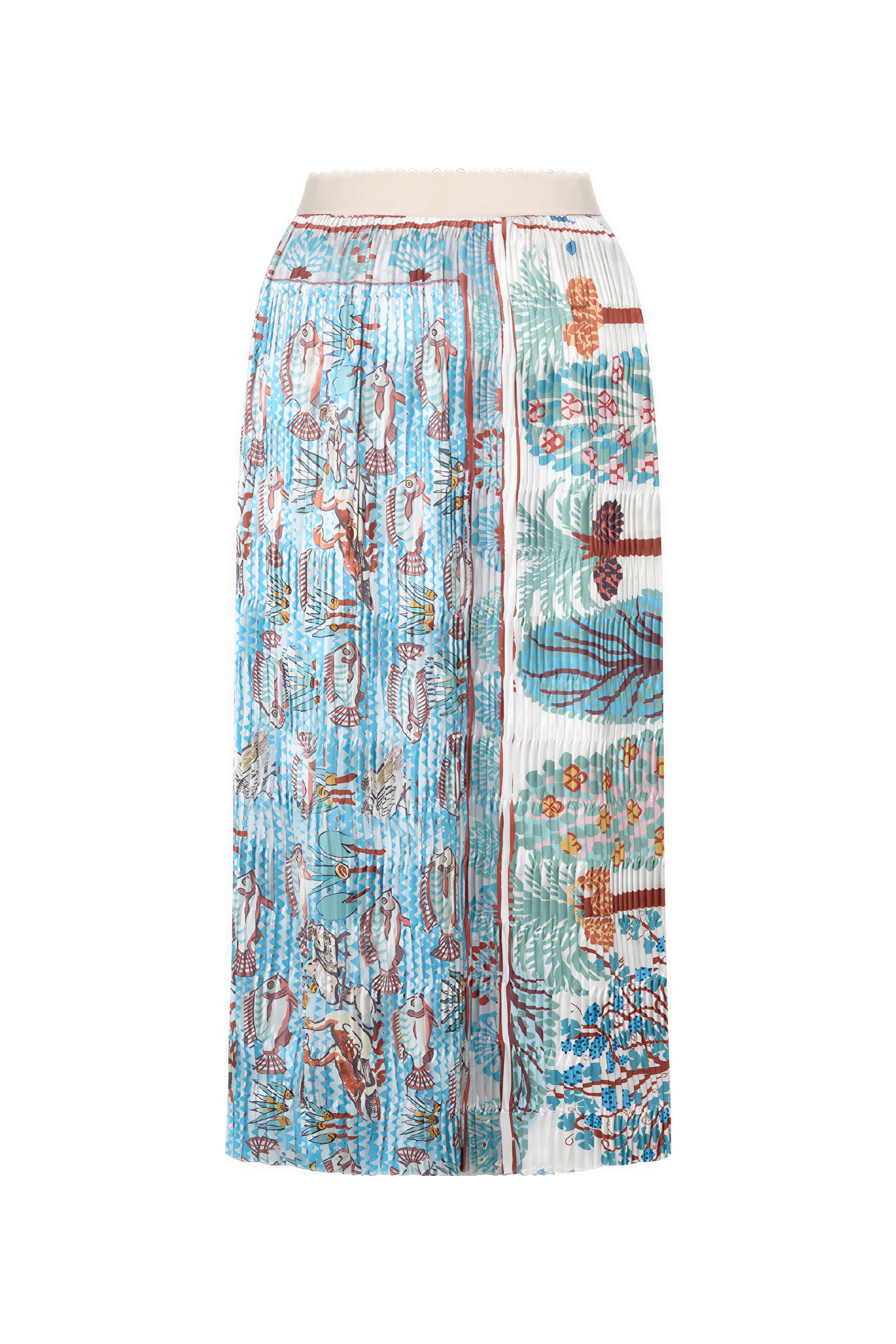 Art Vintage Pleated Printed Skirt