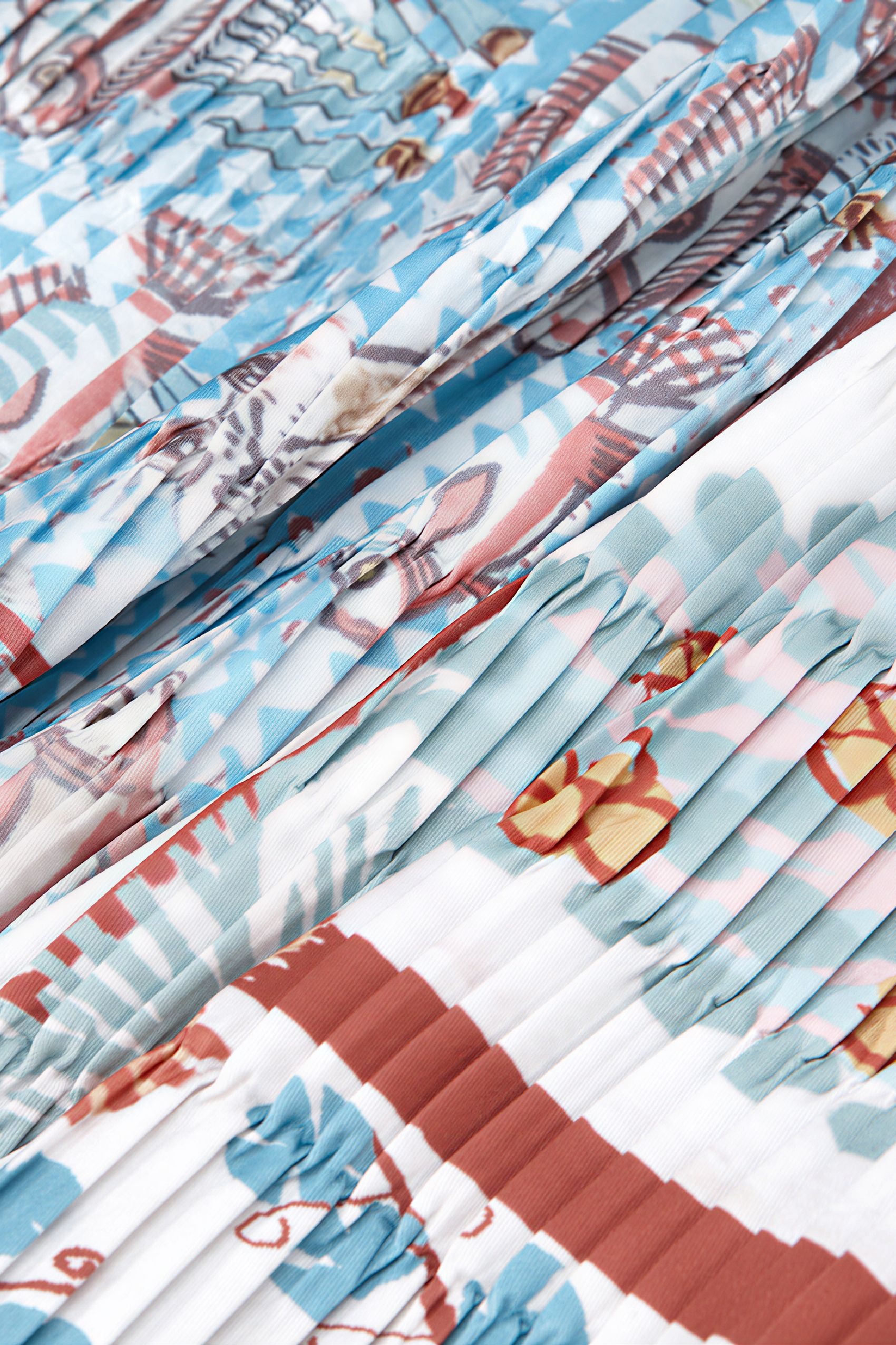 Art Vintage Pleated Printed Skirt