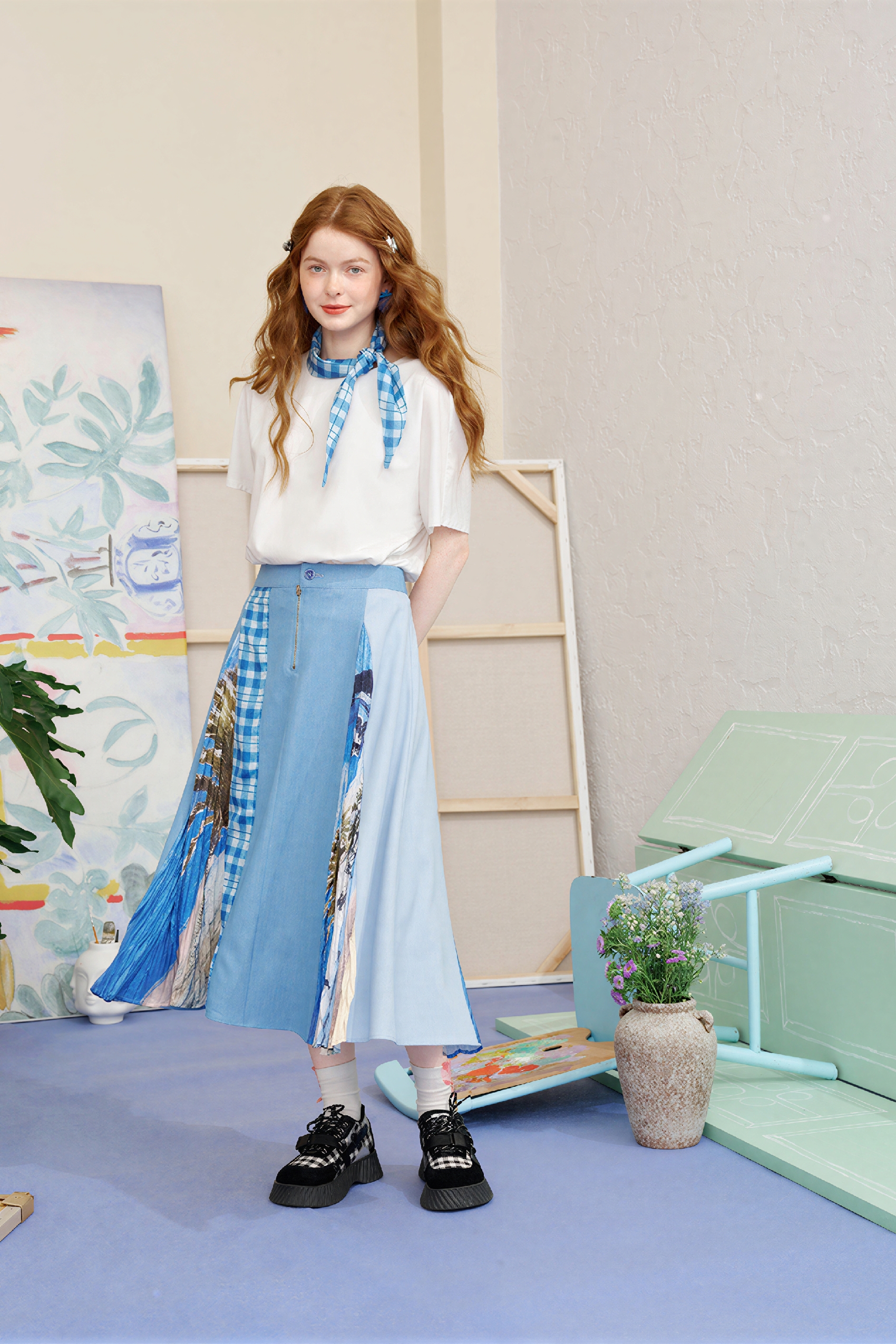 Matisse-Inspired High-Waisted A-Line Maxi Skirt