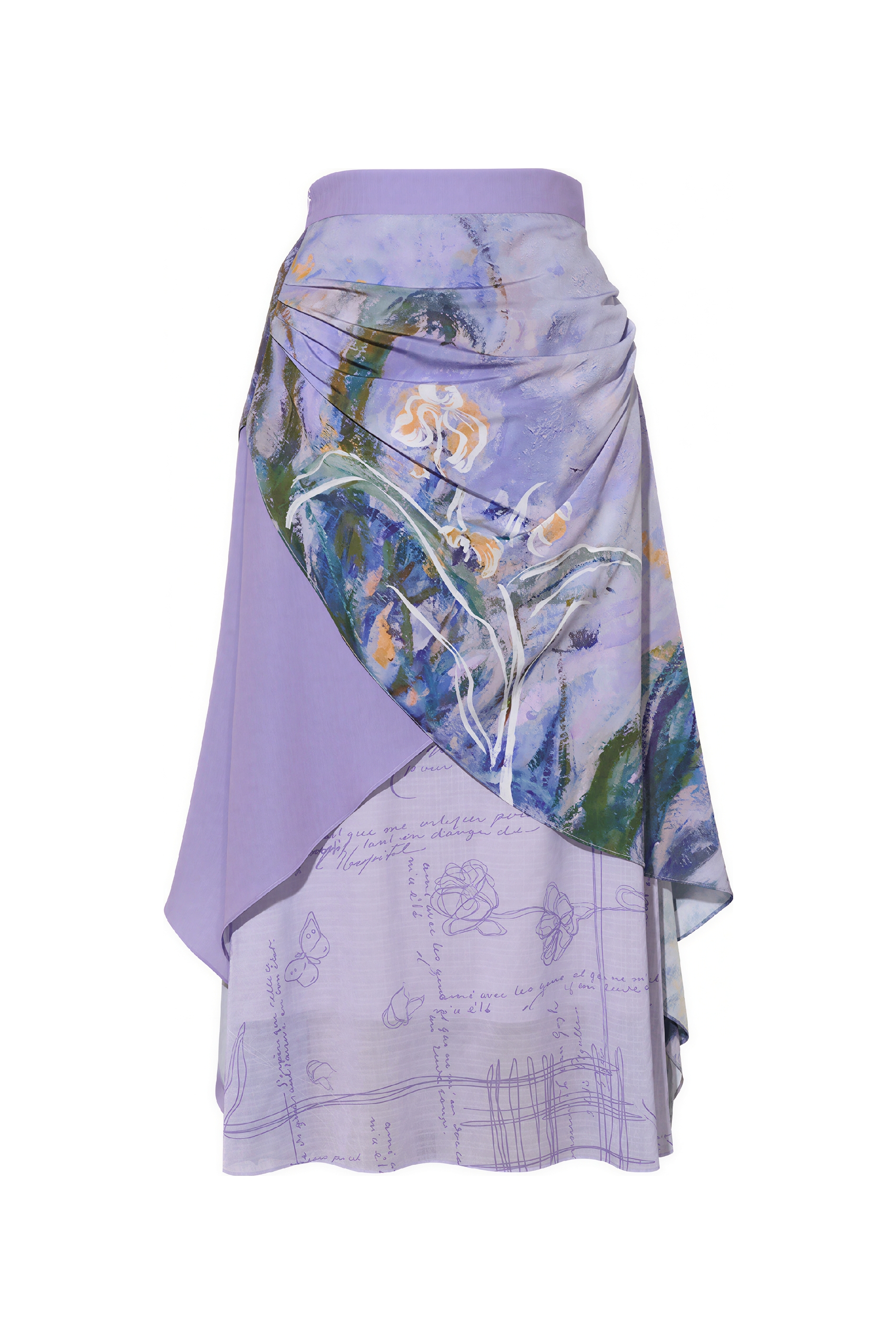 Monet-Inspired Vintage Printed  Purple Skirt