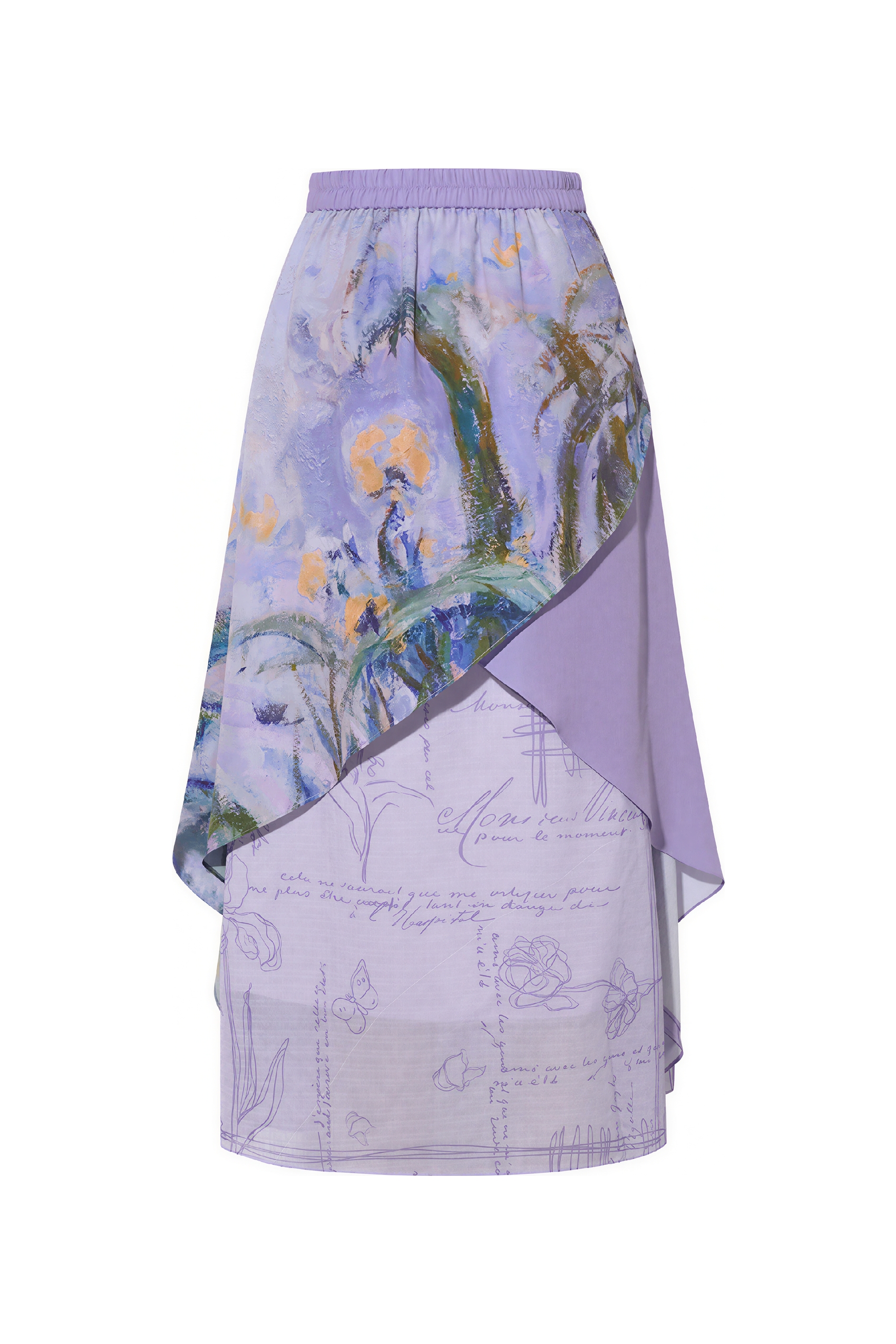 Monet-Inspired Vintage Printed  Purple Skirt