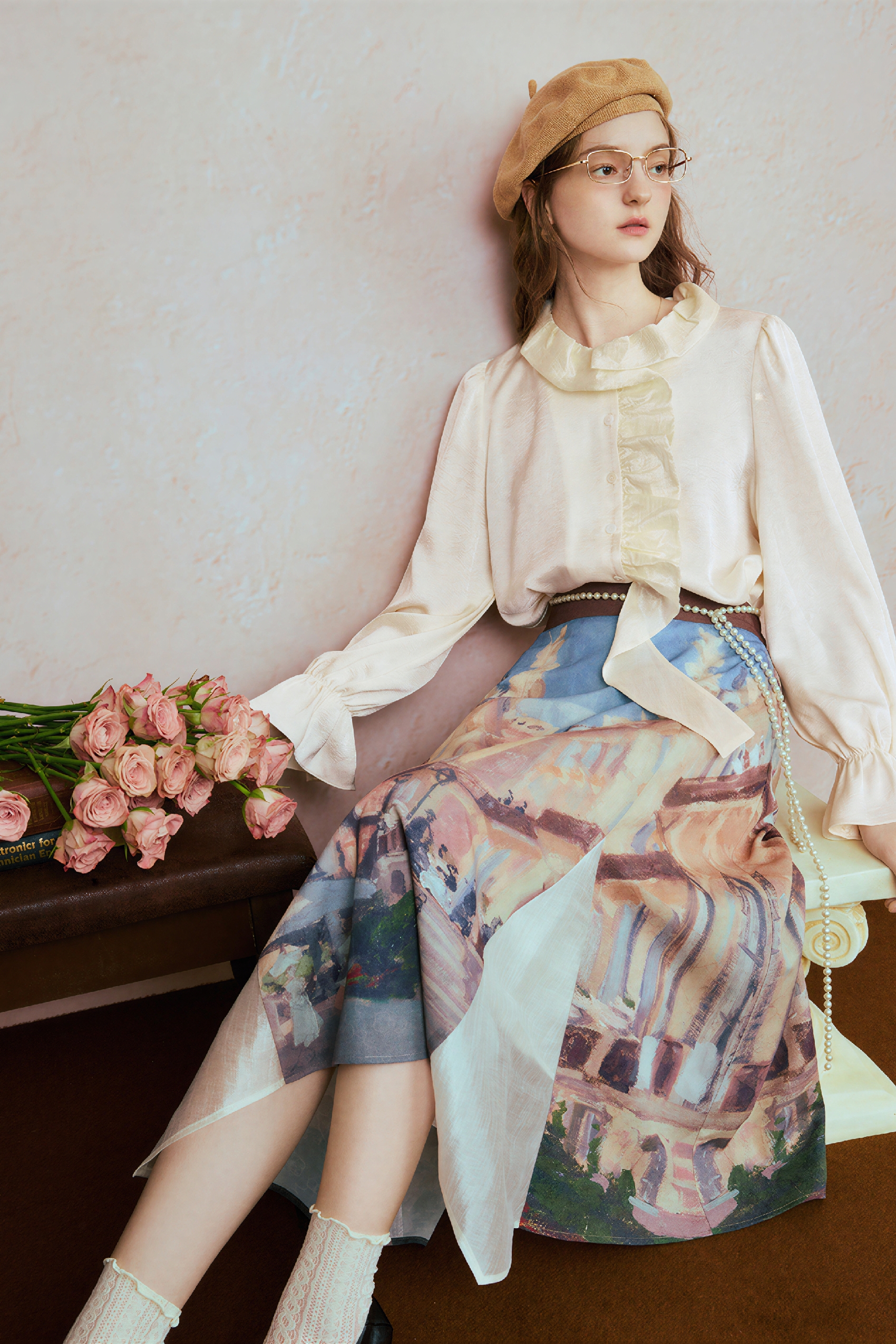 Monet-Inspired Art-Inspired Oil Painting Skirt