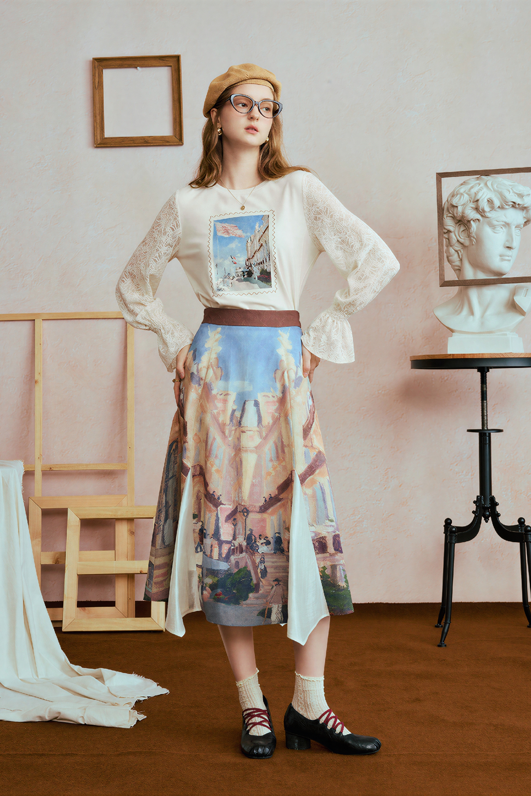Monet-Inspired Art-Inspired Oil Painting Skirt